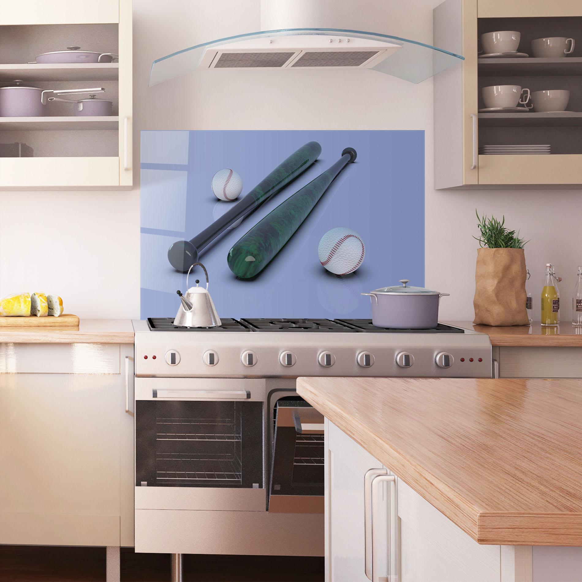 Panou Sticla Bucatarie Baseball Ball On Purple mockup 1