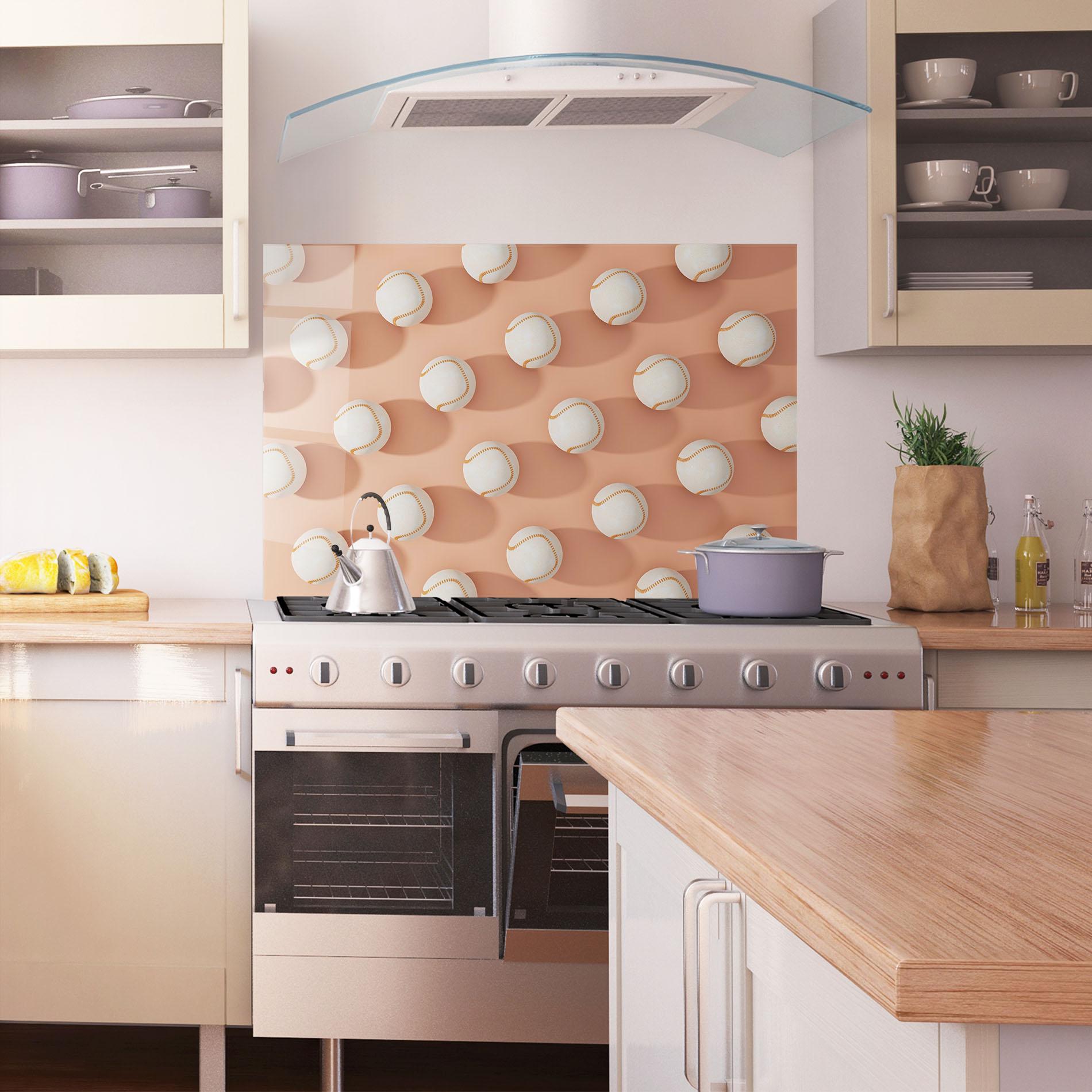 Panou Sticla Bucatarie Baseball Ball Pattern mockup 1