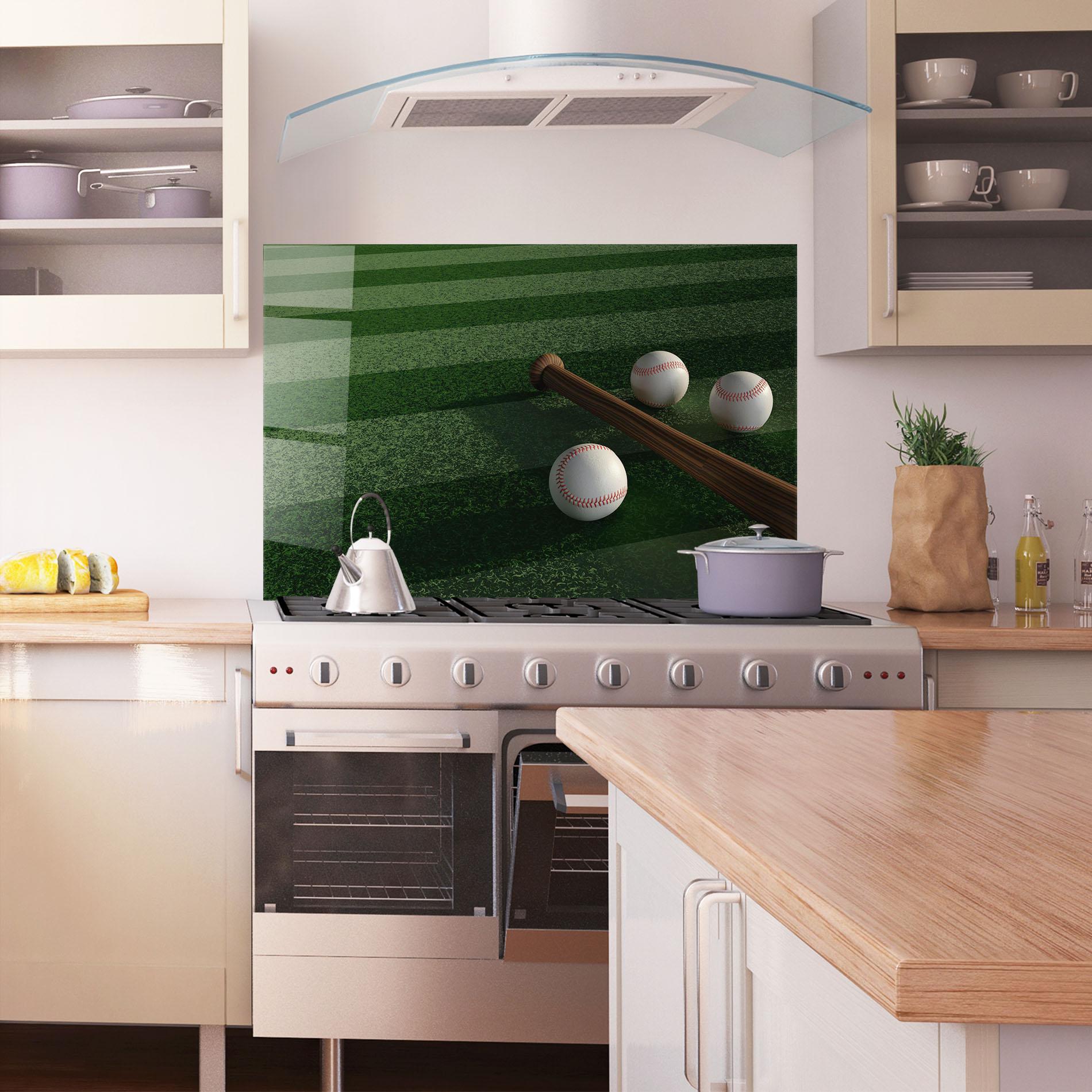 Panou Sticla Bucatarie Baseball Balls On Grass mockup 1