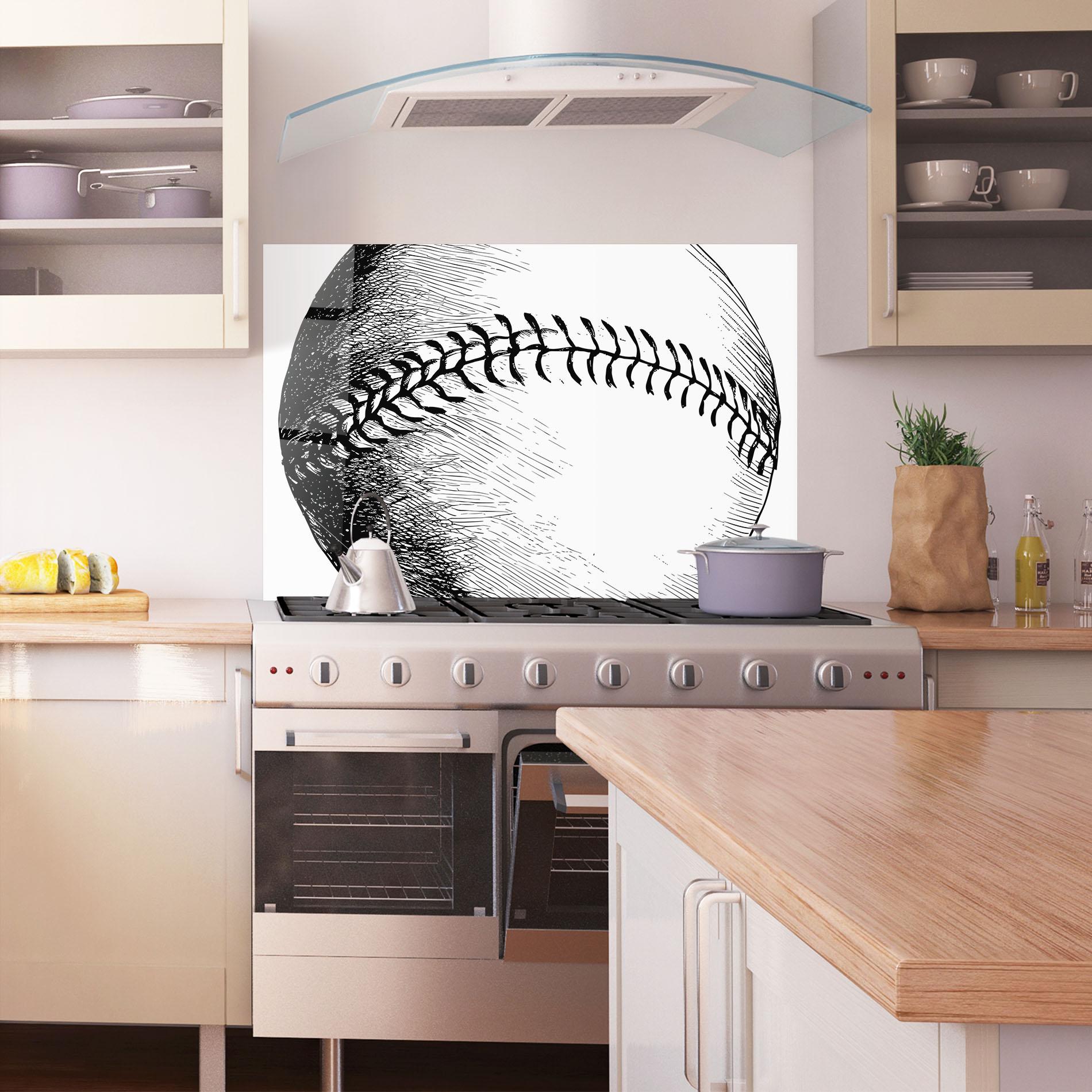 Panou Sticla Bucatarie Baseball Black Line mockup 1