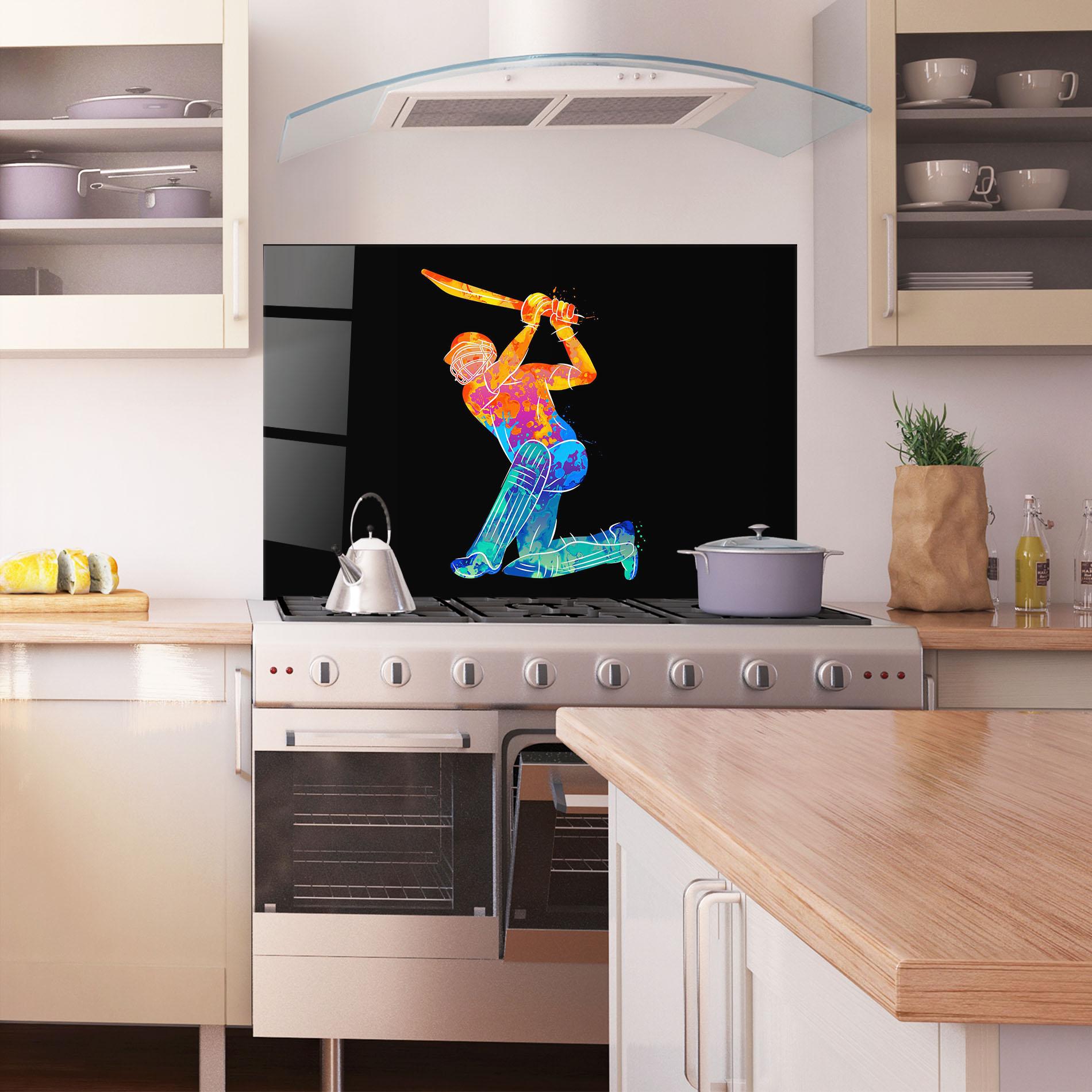 Panou Sticla Bucatarie Baseball Color Art mockup 1