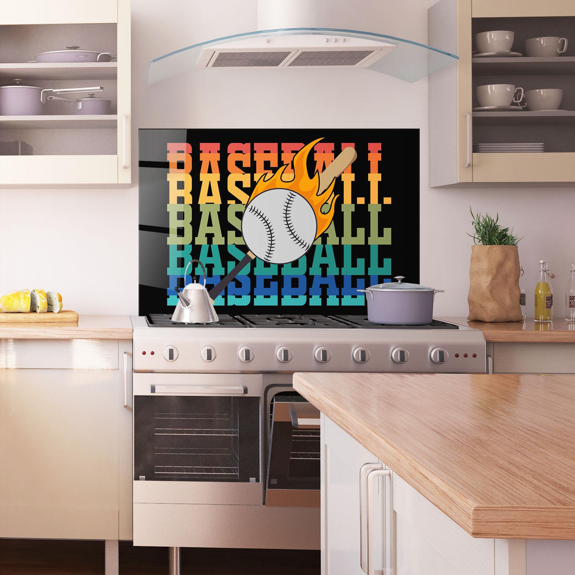 Panou Sticla Bucatarie Baseball Color mockup 1