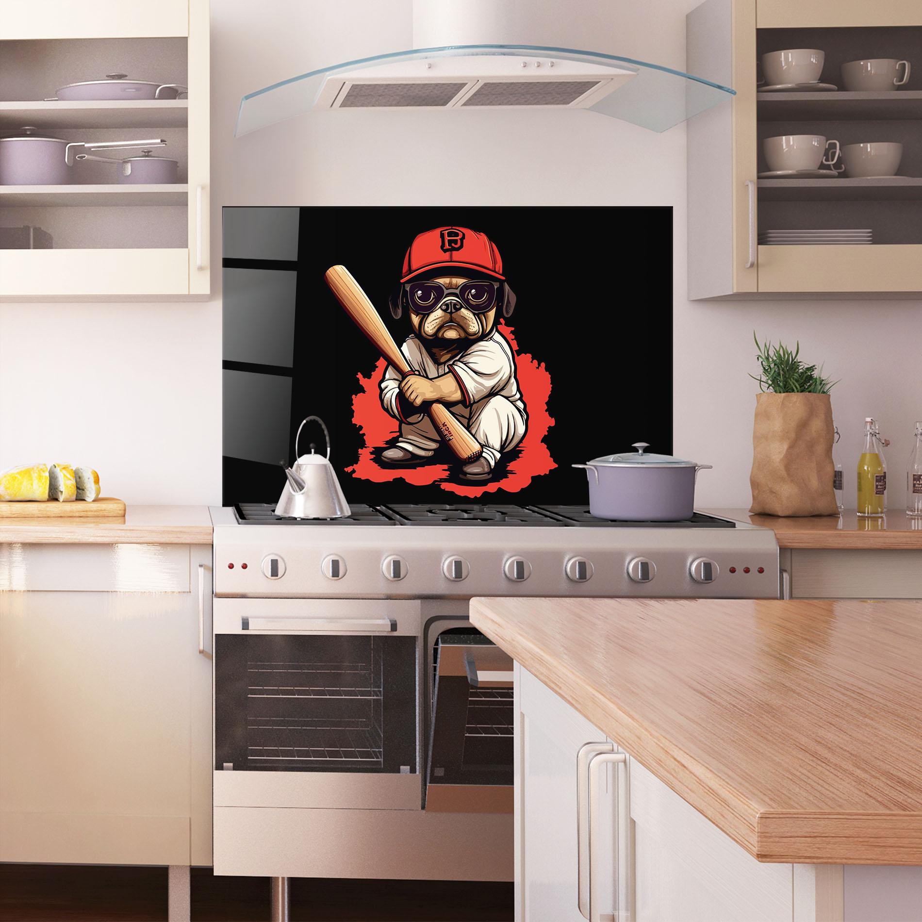 Panou Sticla Bucatarie Baseball Dog mockup 1