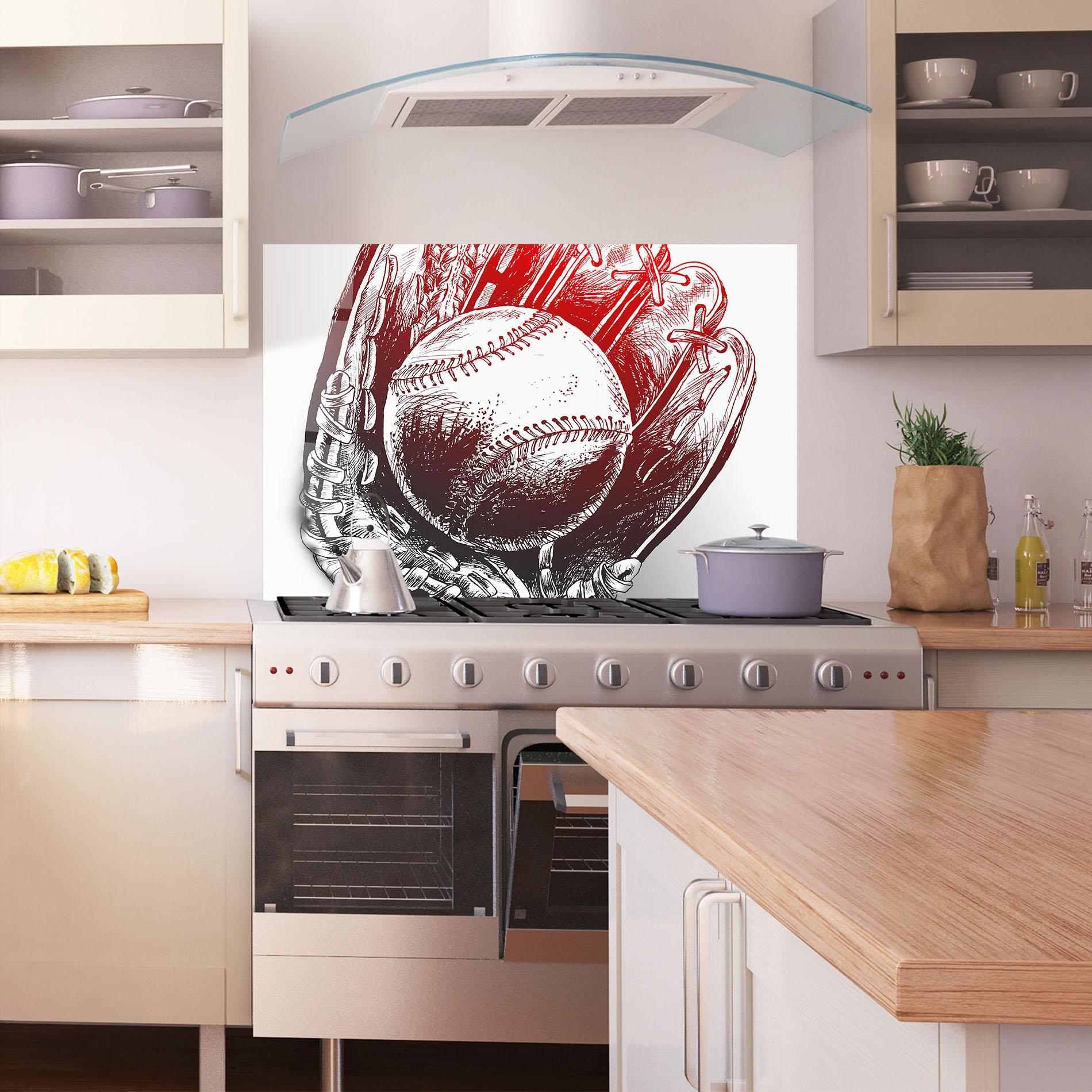 Panou Sticla Bucatarie Baseball Glove Art mockup 1