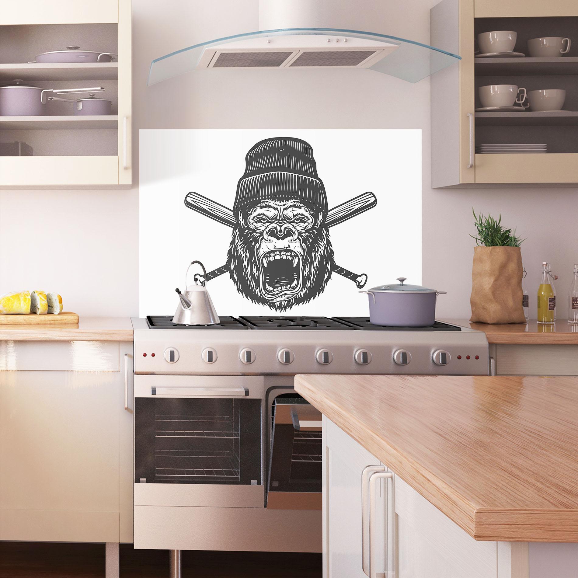 Panou Sticla Bucatarie Baseball Gorilla mockup 1