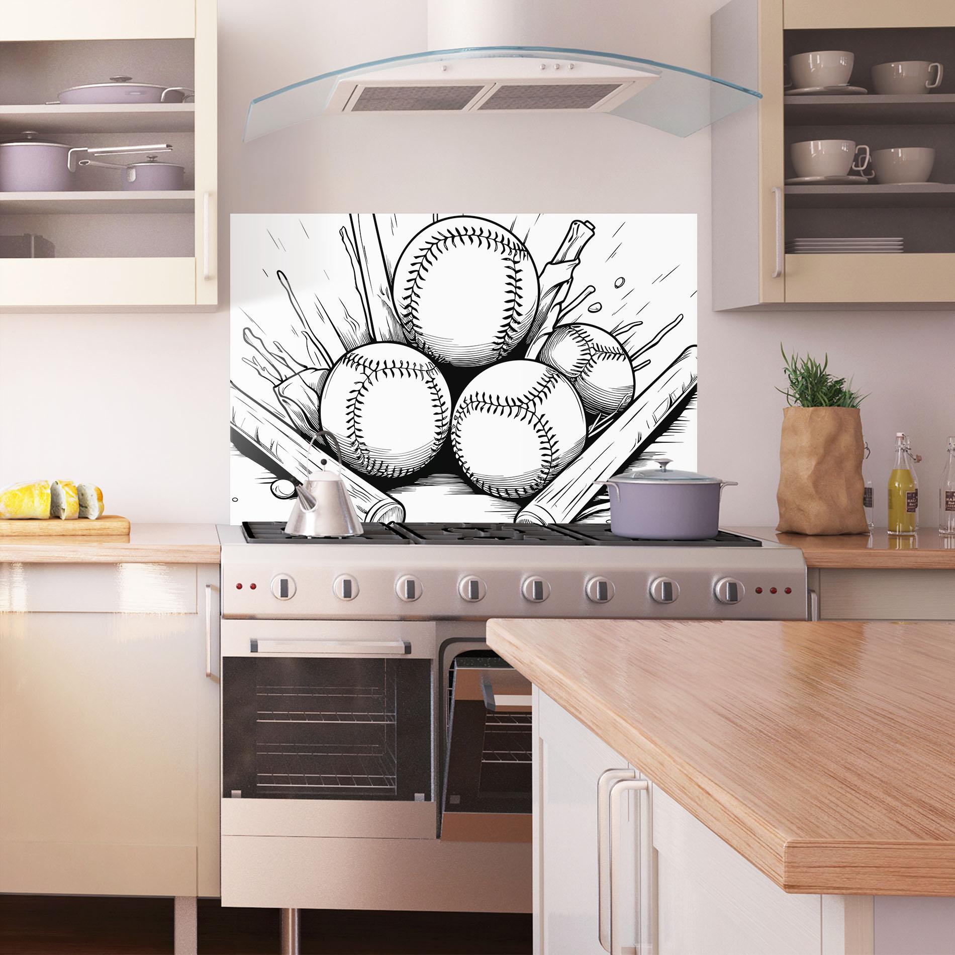 Panou Sticla Bucatarie Big Baseball Ball mockup 1