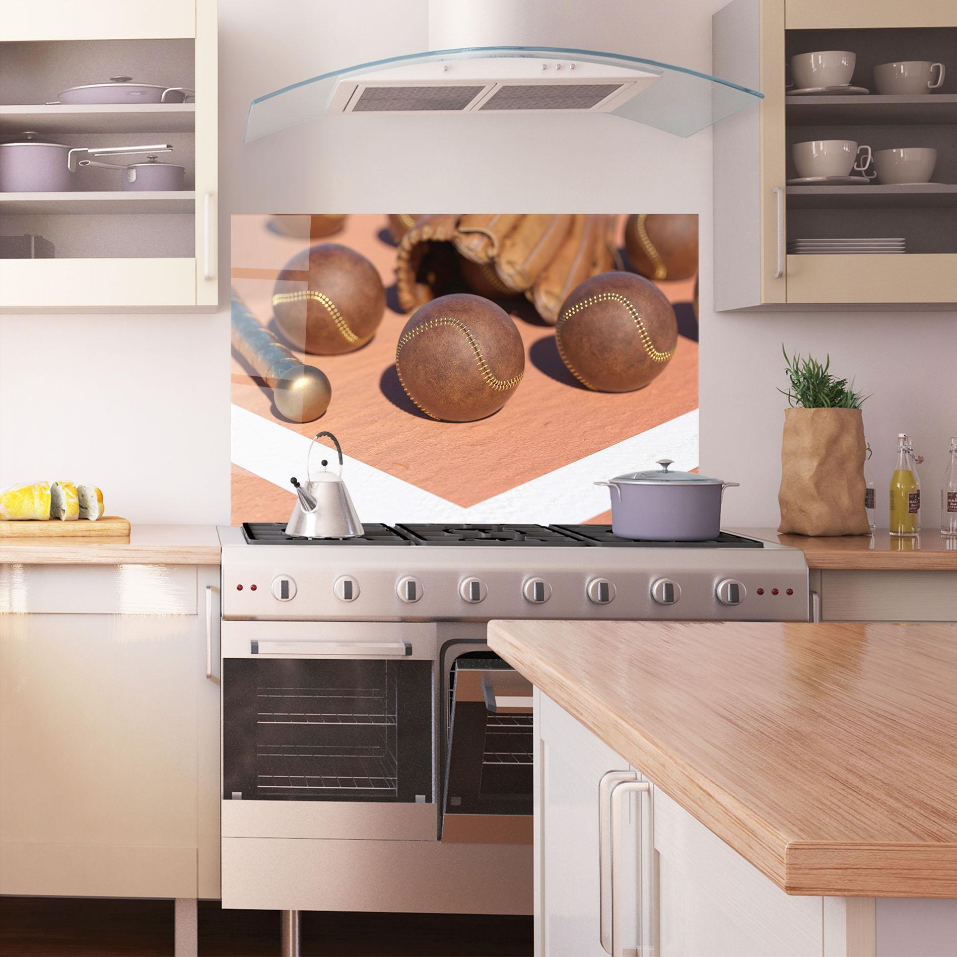 Panou Sticla Bucatarie Brown Baseball Ball mockup 1