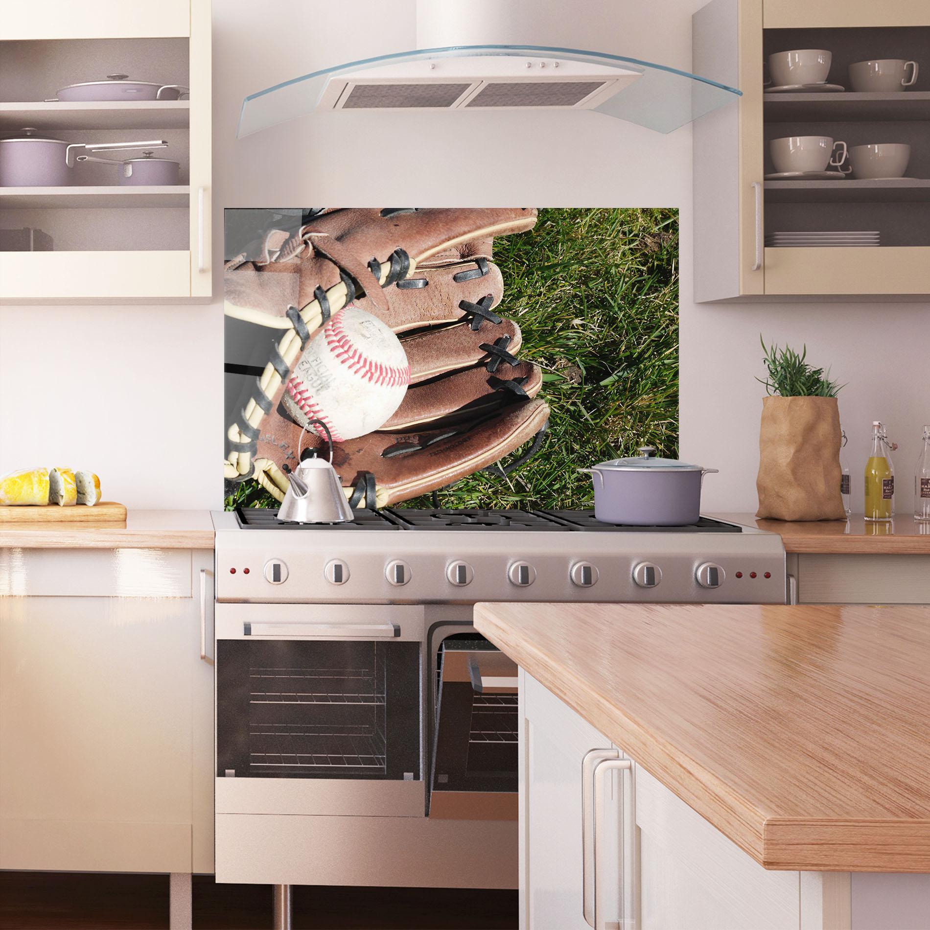 Panou Sticla Bucatarie Brown Baseball Glove mockup 1