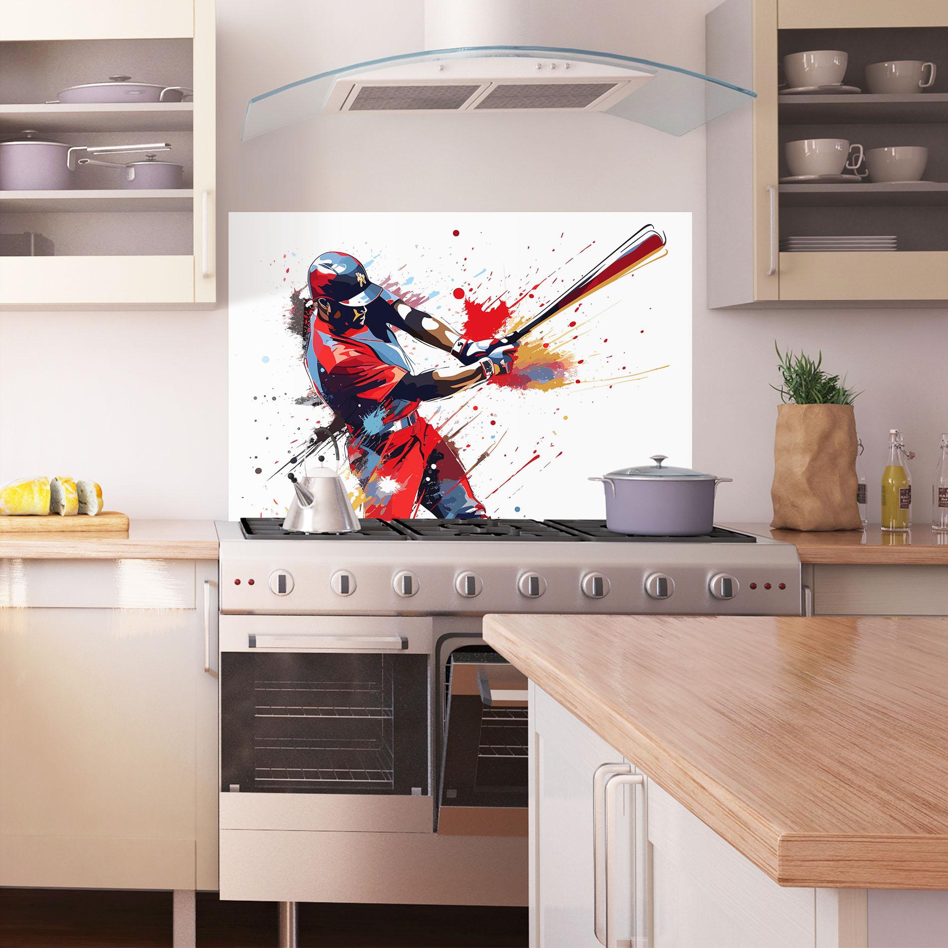 Panou Sticla Bucatarie Colorful Baseball mockup 1