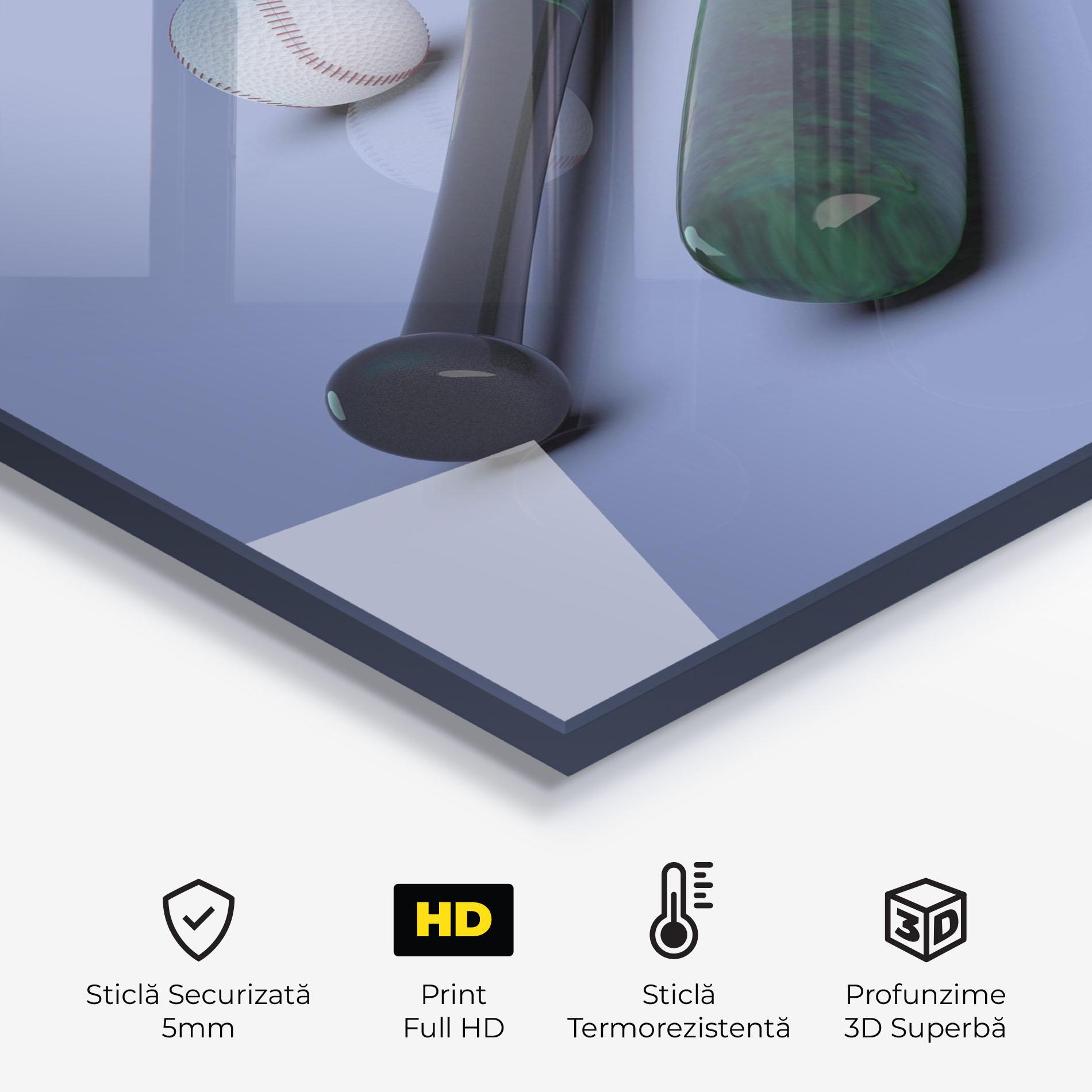 Panou Sticla Bucatarie Baseball Ball On Purple mockup 2