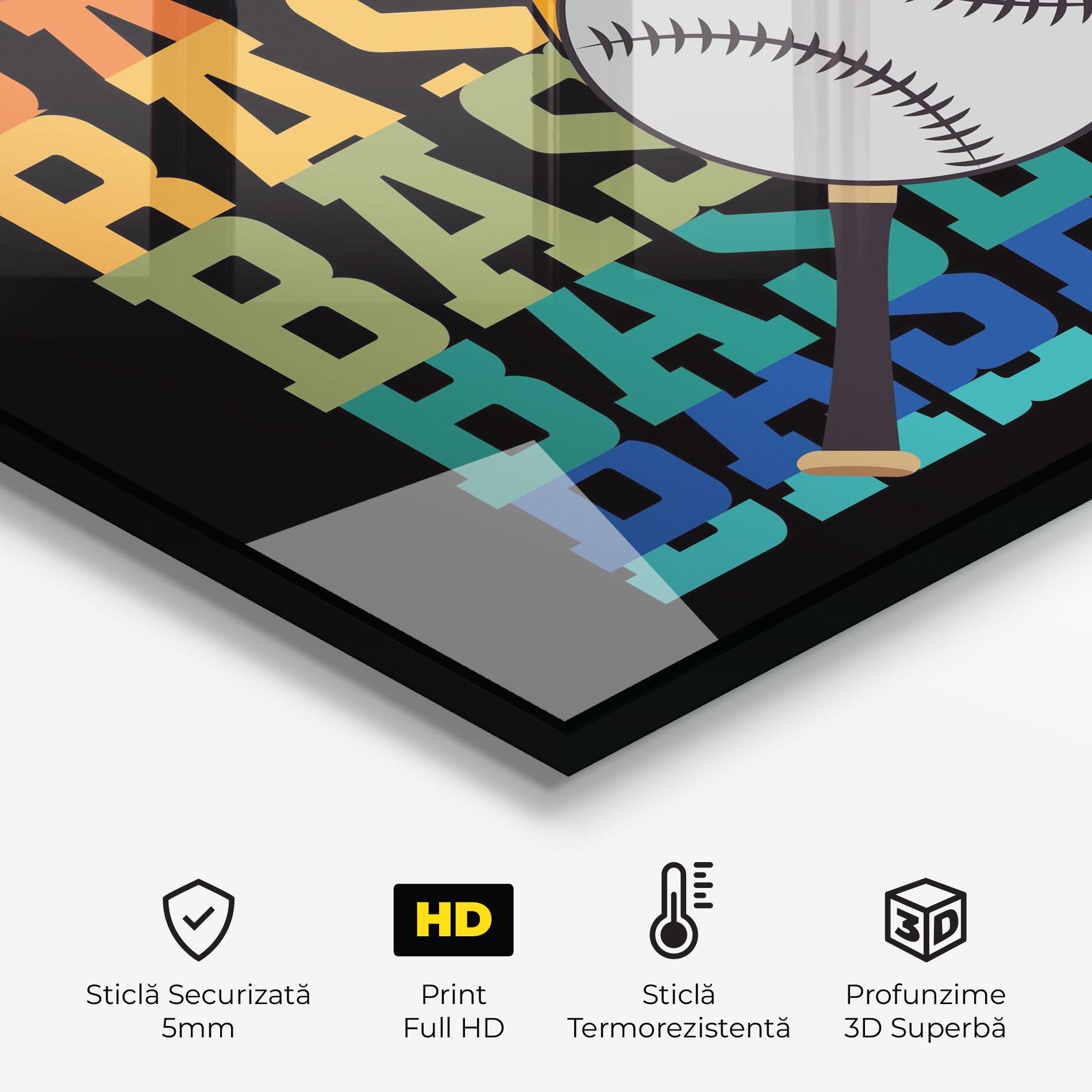 Panou Sticla Bucatarie Baseball Color mockup 2