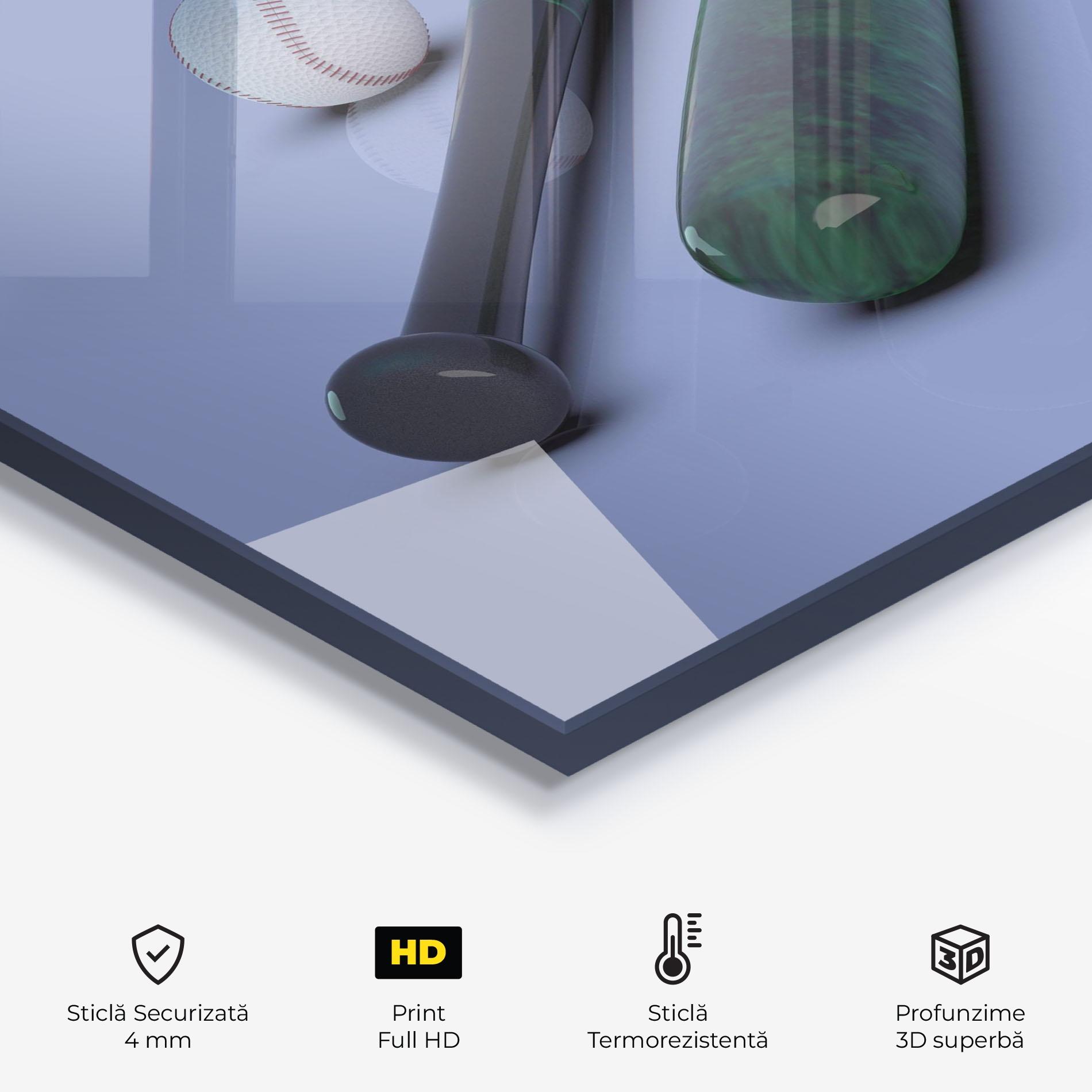 Panou Sticla Bucatarie Baseball Ball On Purple mockup 2