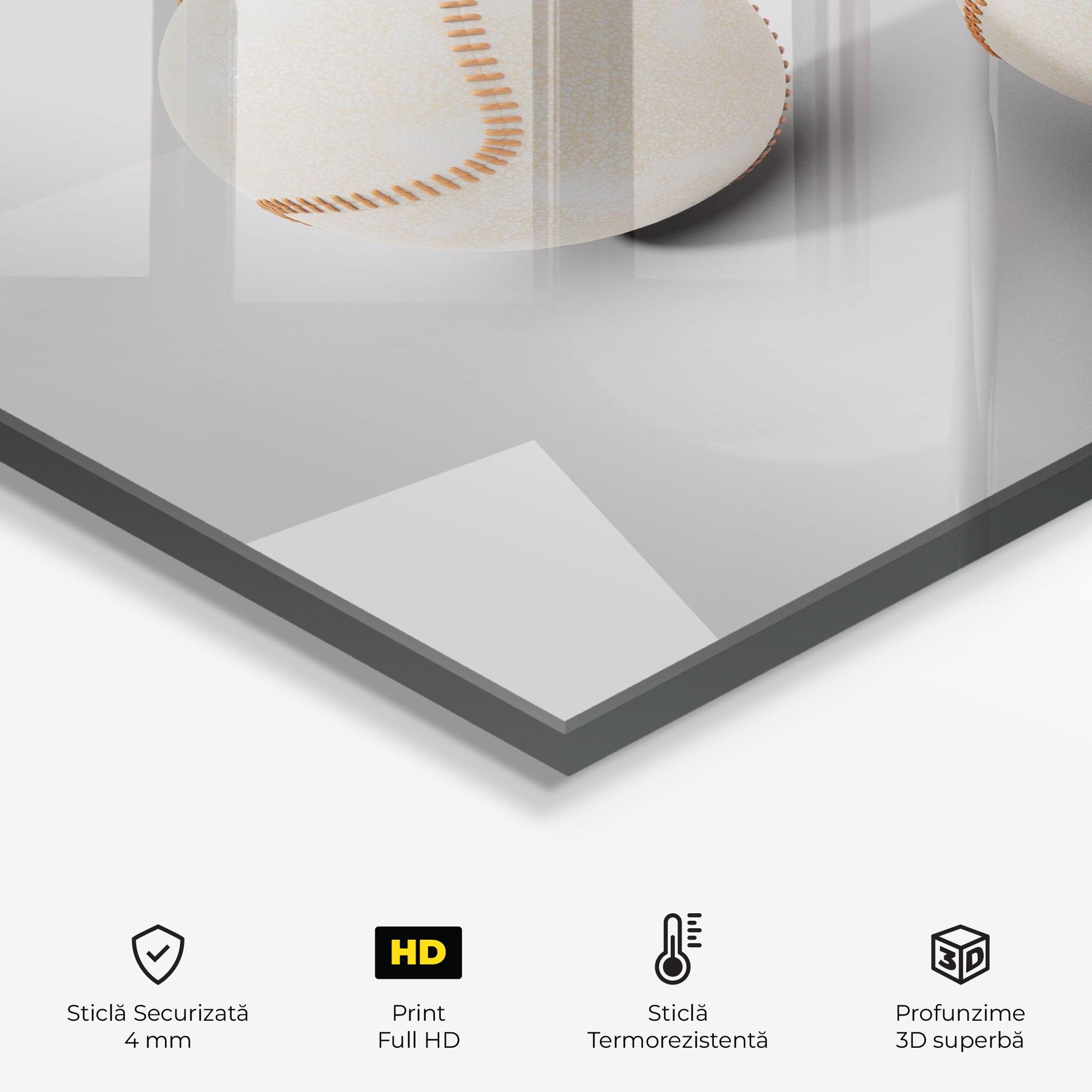 Panou Sticla Bucatarie Baseball Ball On White mockup 2
