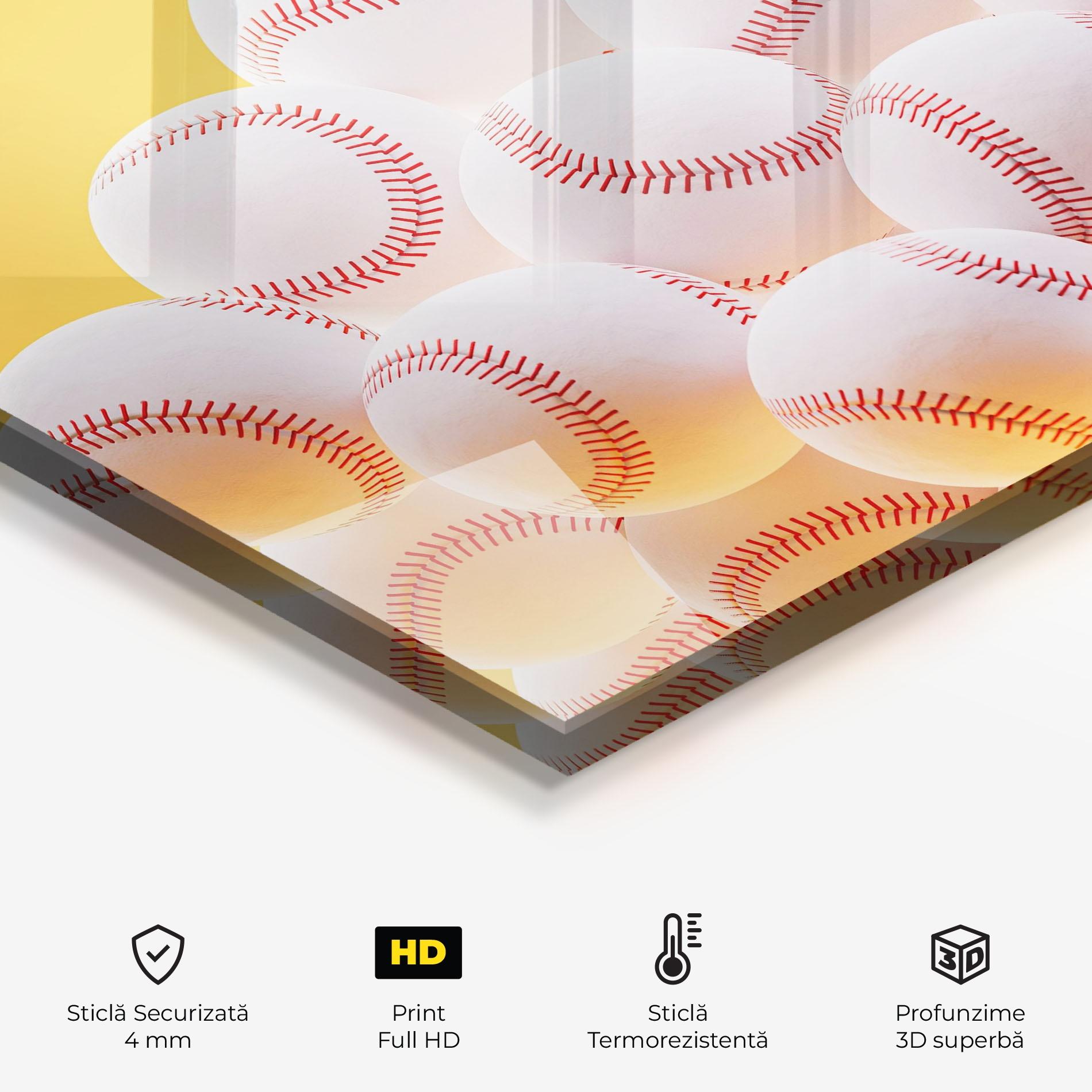 Panou Sticla Bucatarie Baseball Ball On Yellow mockup 2
