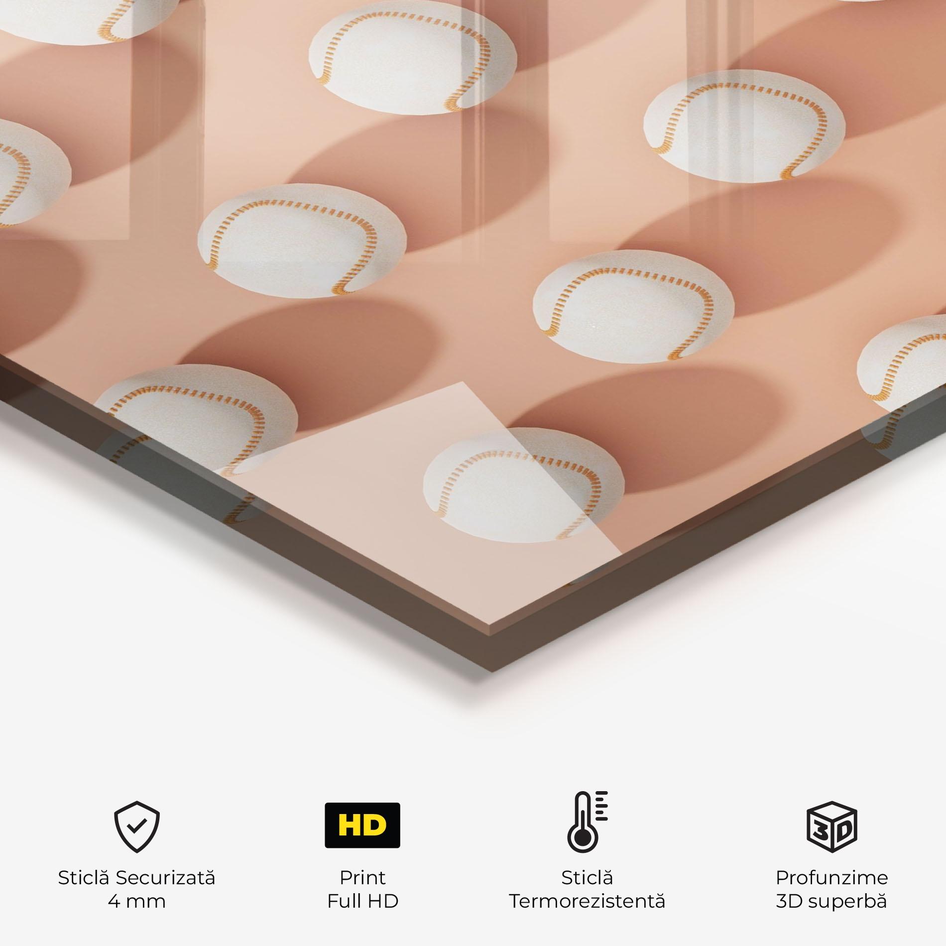 Panou Sticla Bucatarie Baseball Ball Pattern mockup 2