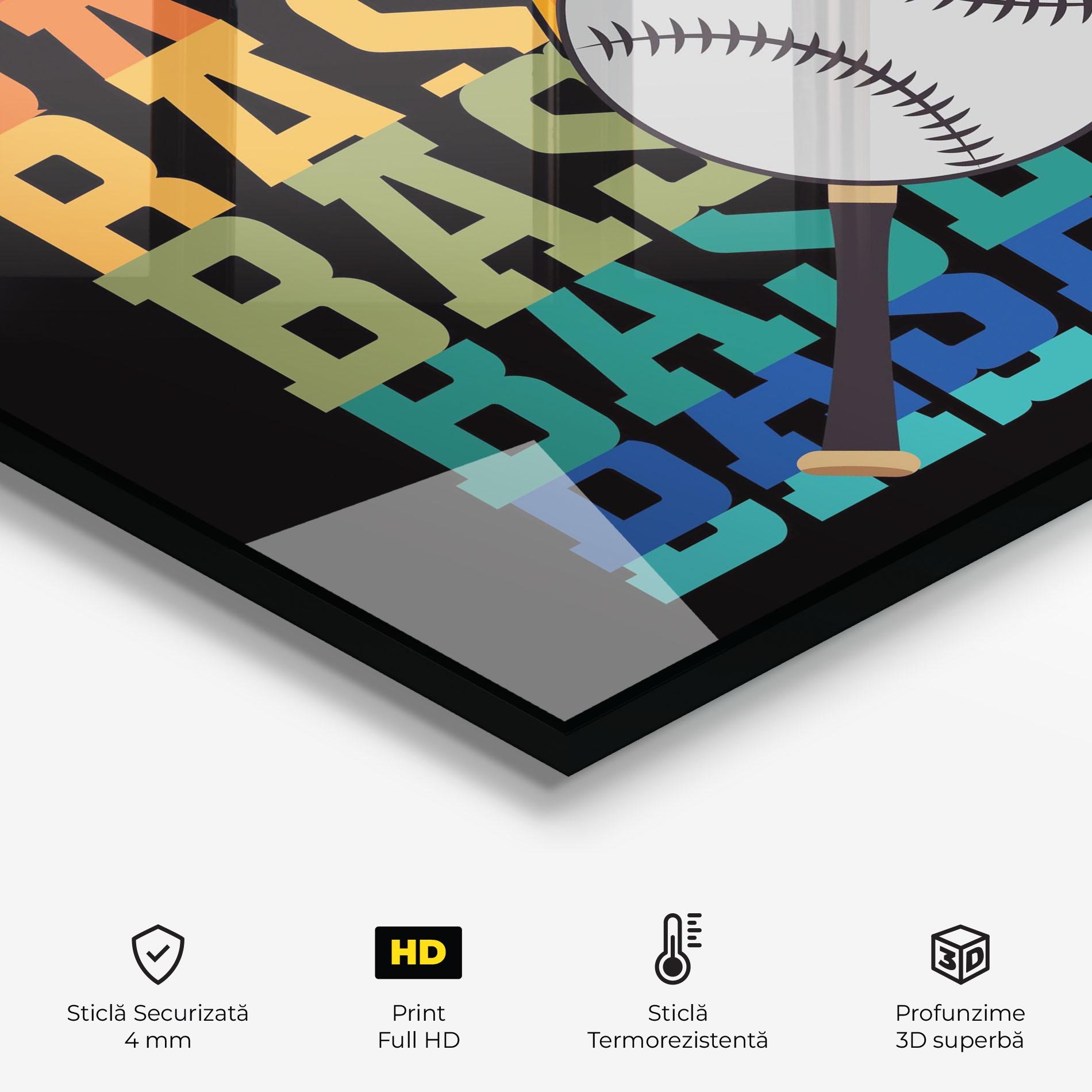 Panou Sticla Bucatarie Baseball Color mockup 2