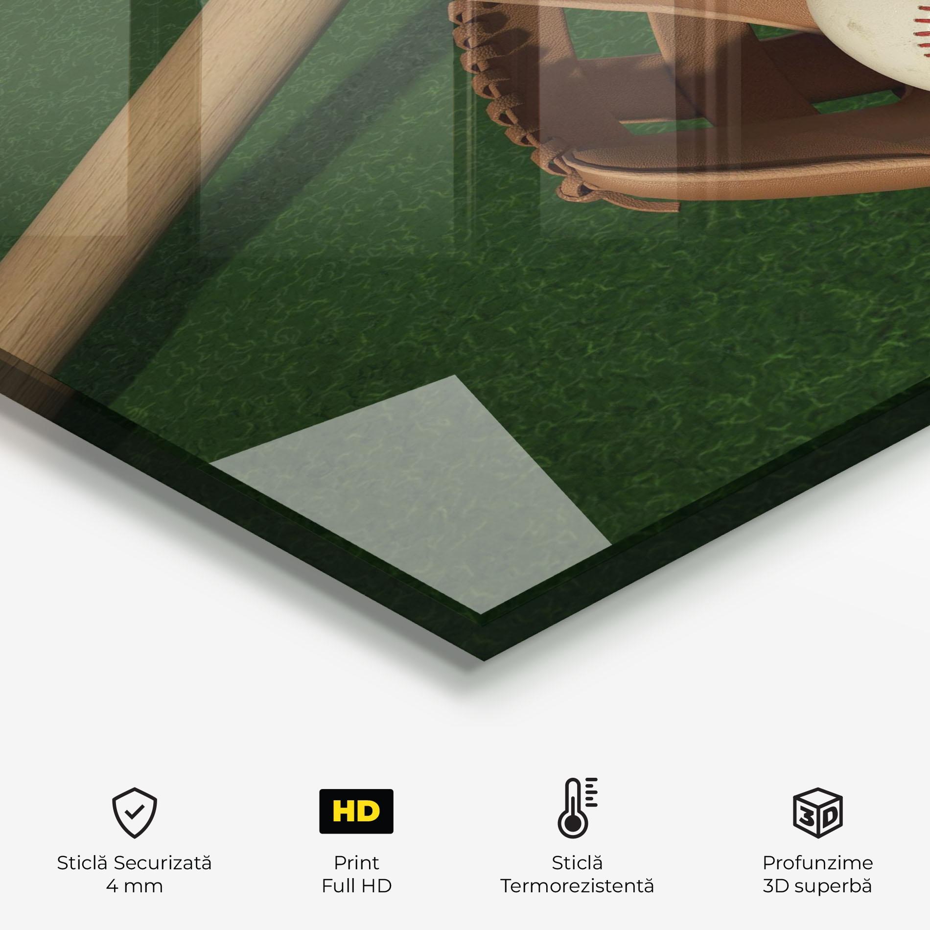 Panou Sticla Bucatarie Baseball Glove On Green mockup 2