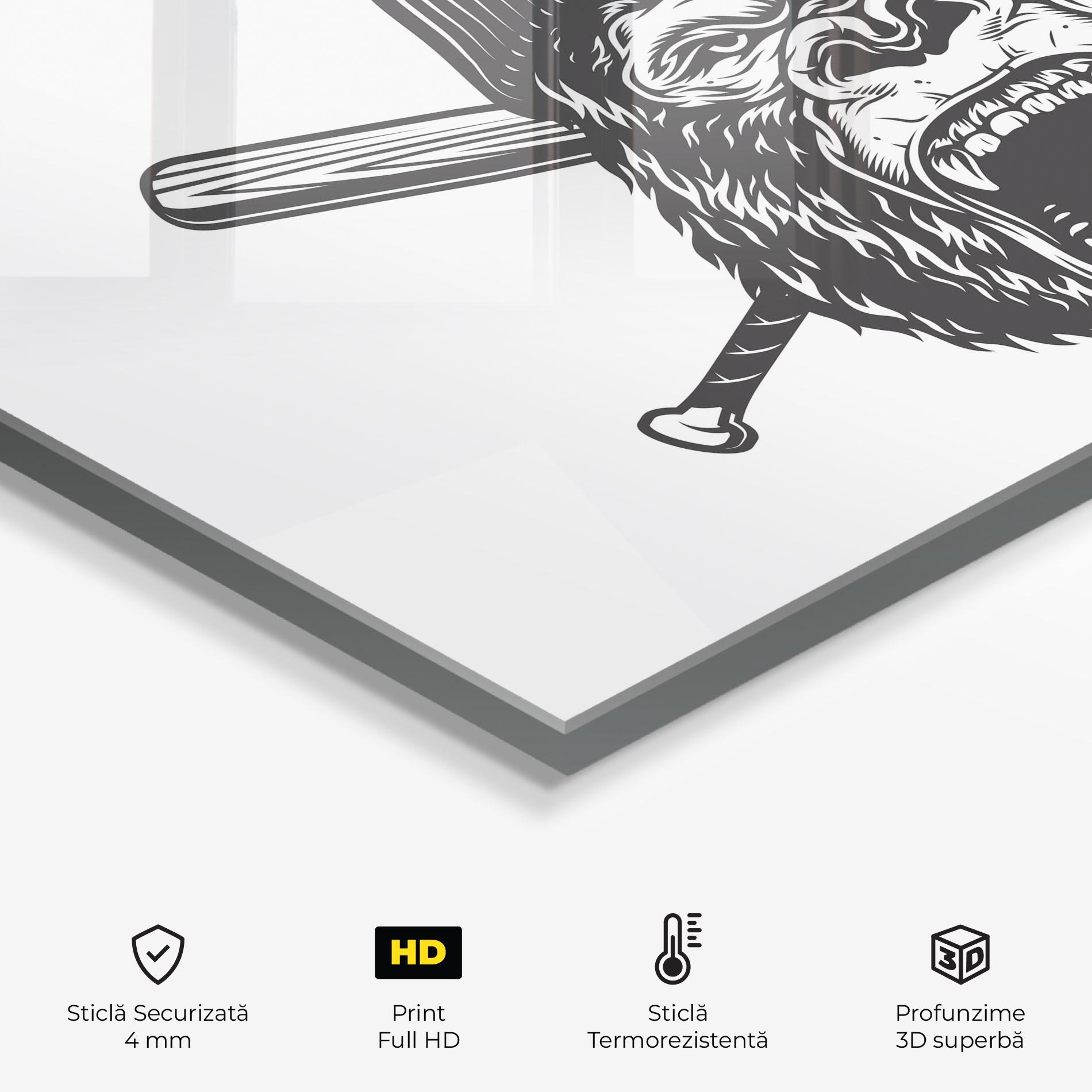 Panou Sticla Bucatarie Baseball Gorilla mockup 2