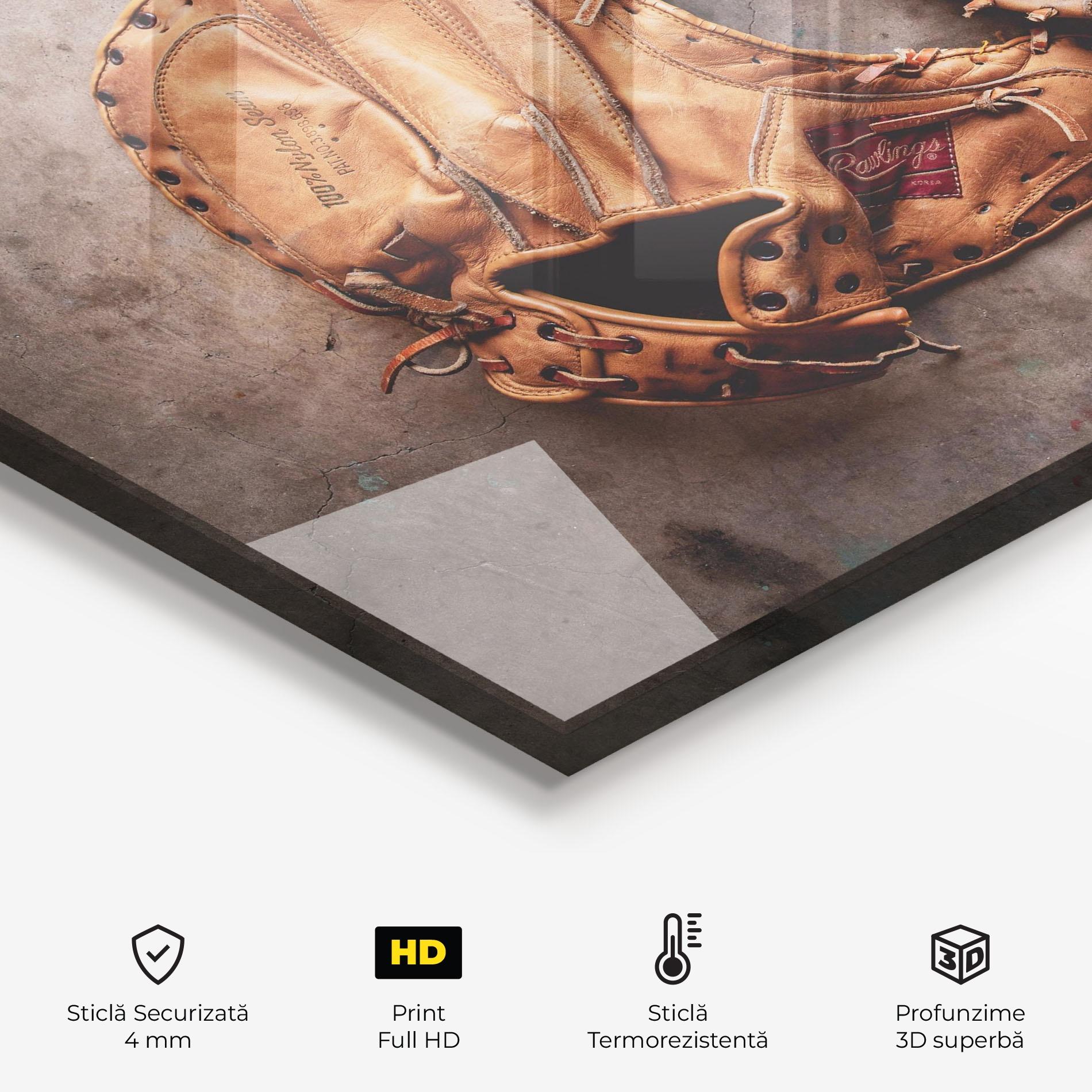 Panou Sticla Bucatarie Brown Orange Baseball Gloves mockup 2