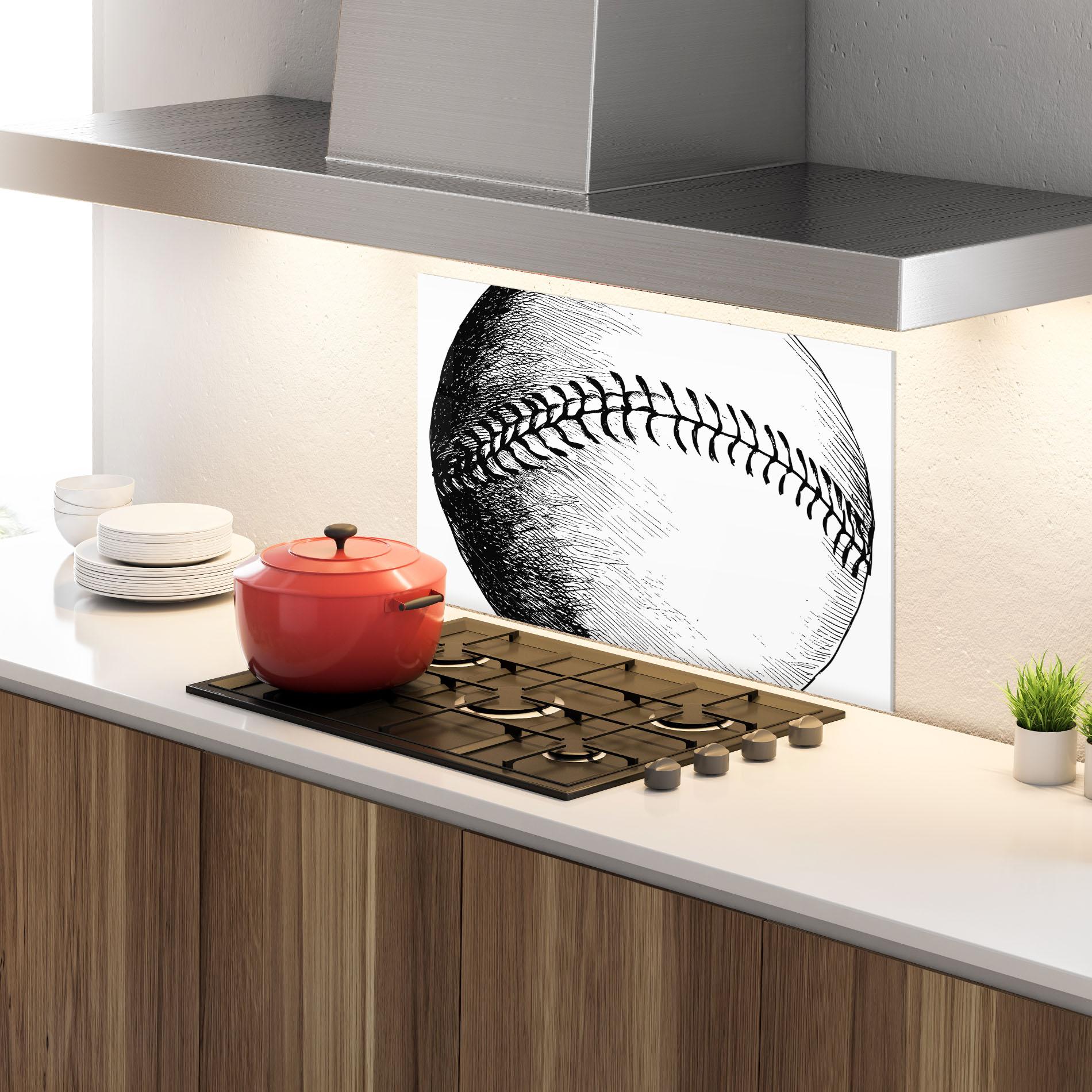 Panou Sticla Bucatarie Baseball Black Line mockup 4