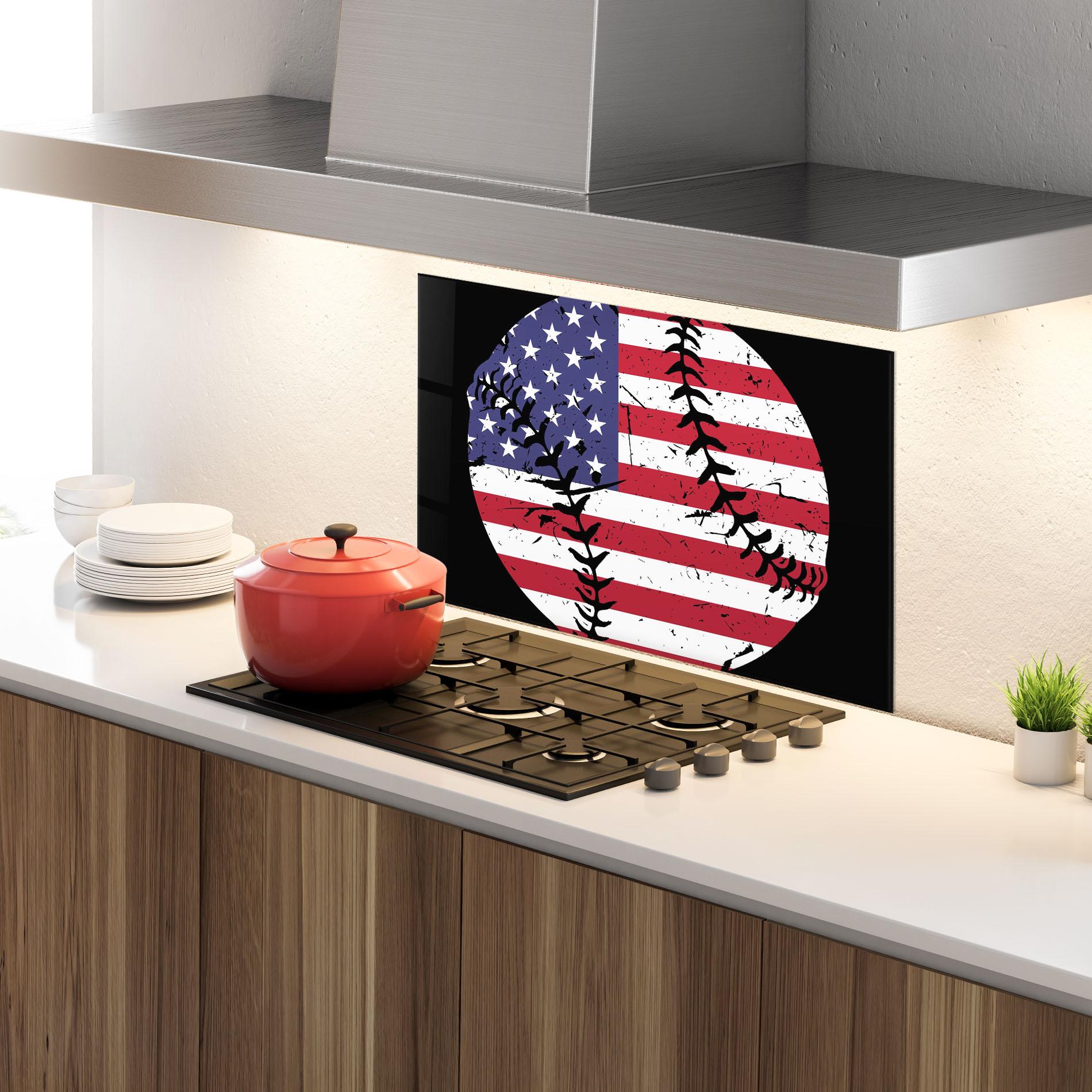 Panou Sticla Bucatarie Baseball Usa mockup 4