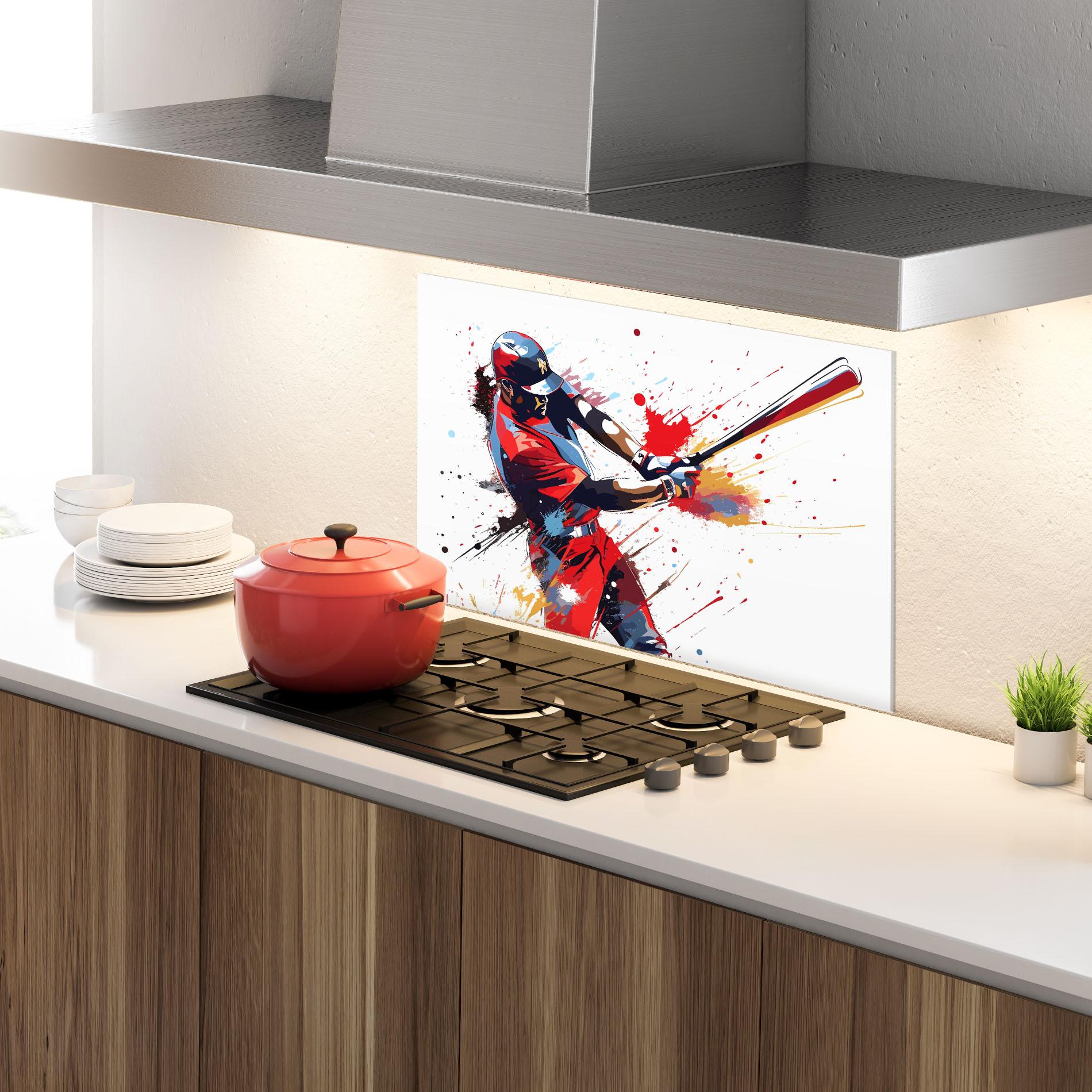 Panou Sticla Bucatarie Colorful Baseball mockup 4