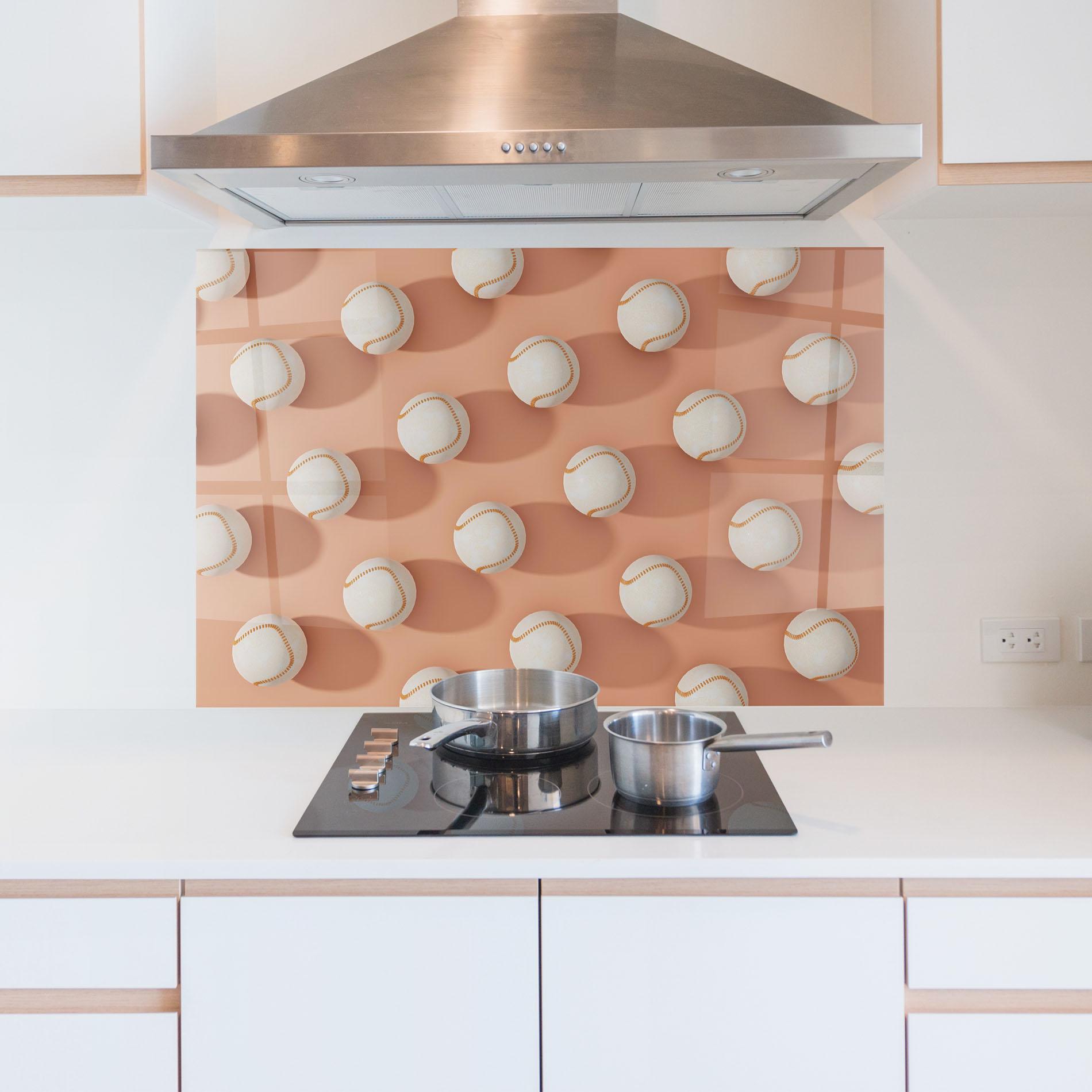 Panou Sticla Bucatarie Baseball Ball Pattern mockup 5