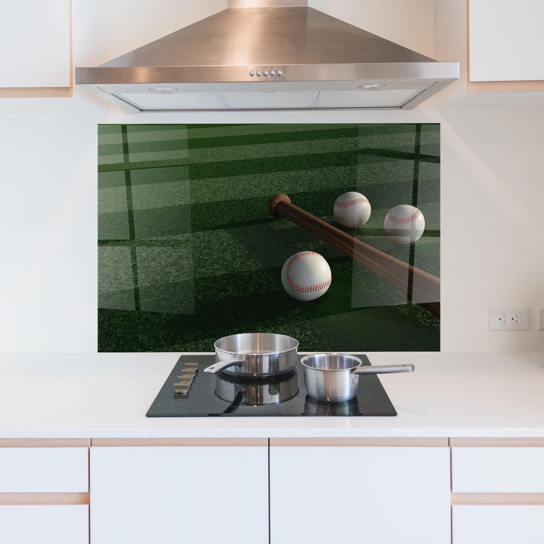 Panou Sticla Bucatarie Baseball Balls On Grass mockup 5