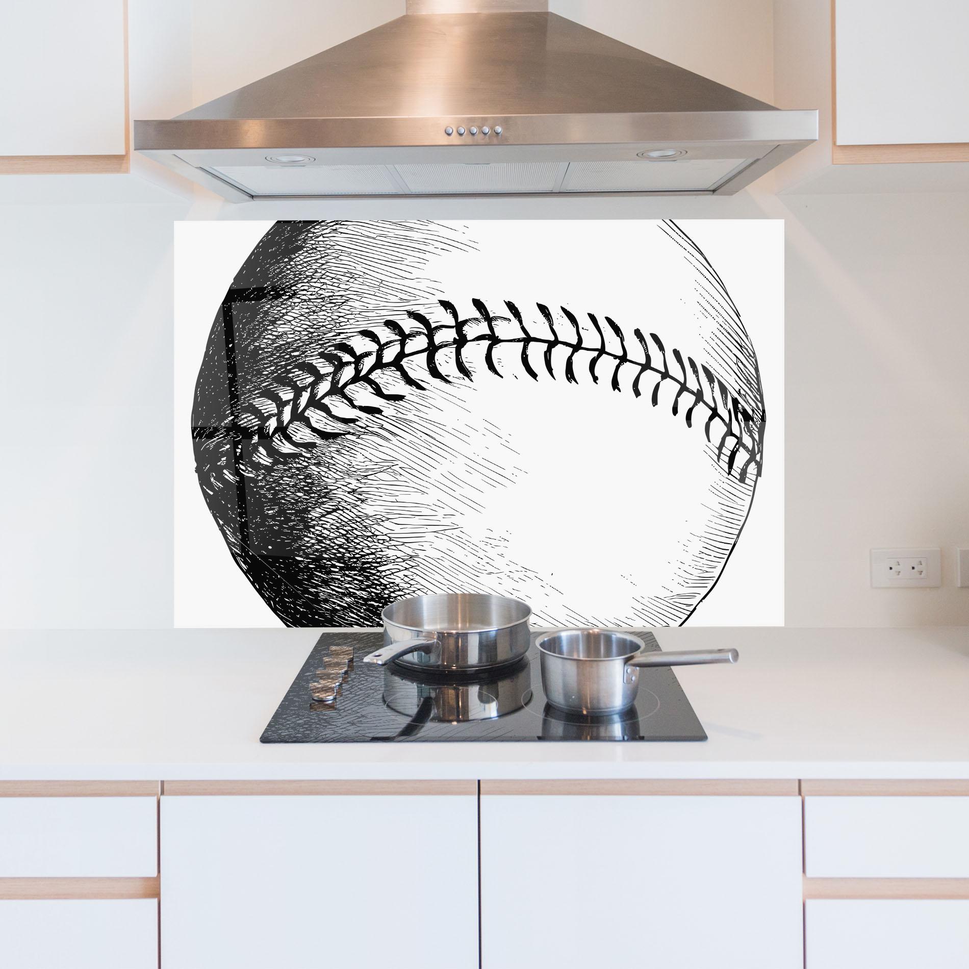 Panou Sticla Bucatarie Baseball Black Line mockup 5