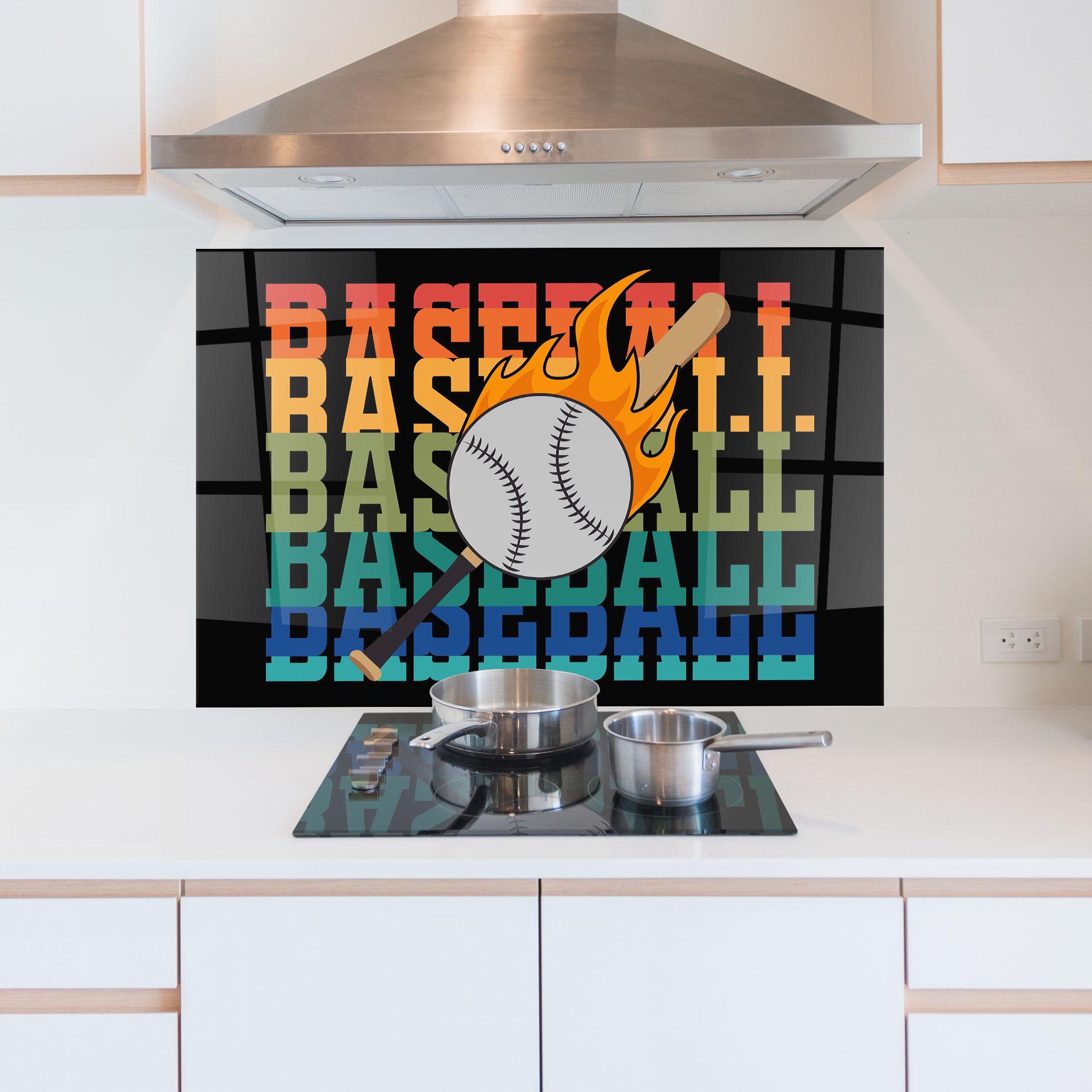 Panou Sticla Bucatarie Baseball Color mockup 5