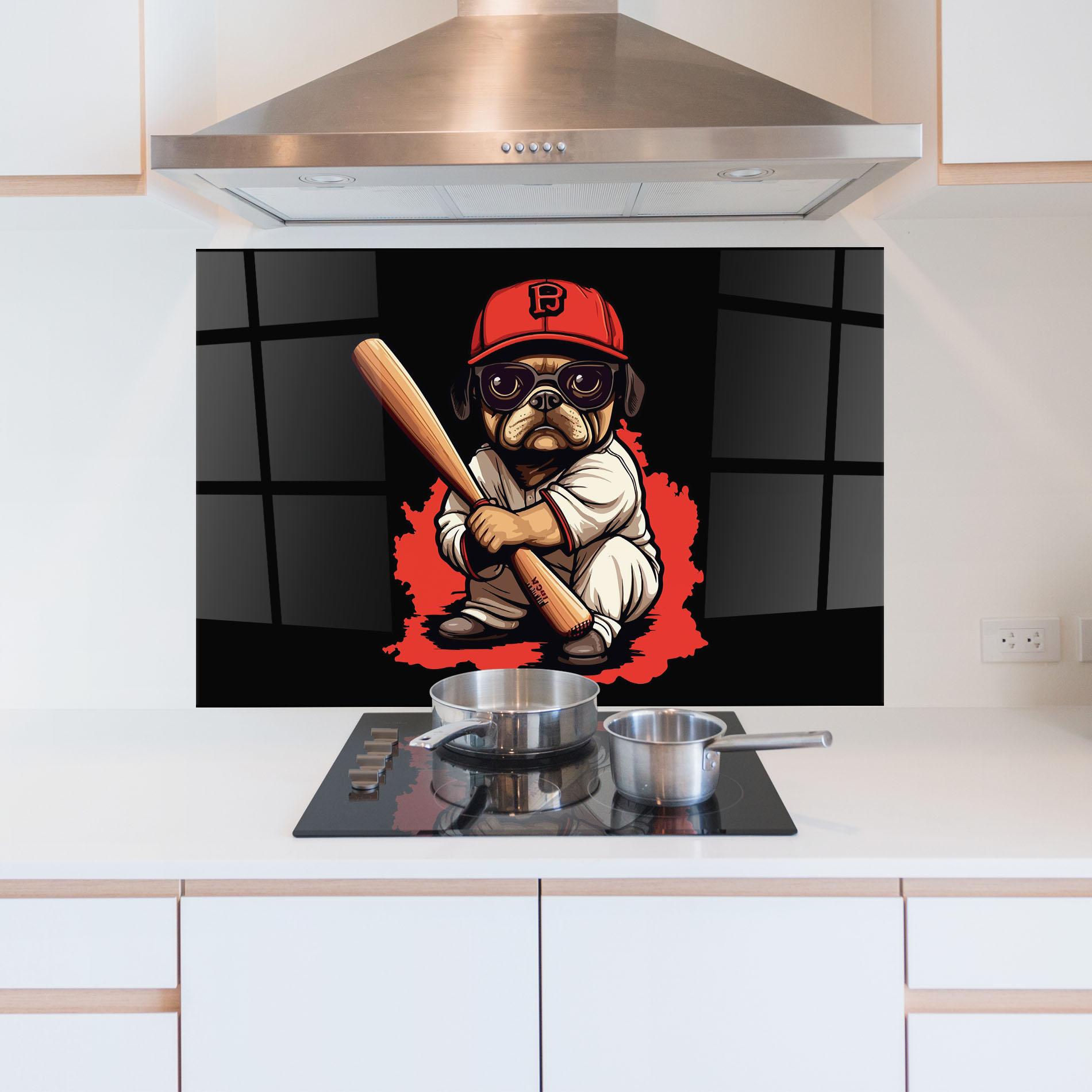Panou Sticla Bucatarie Baseball Dog mockup 5