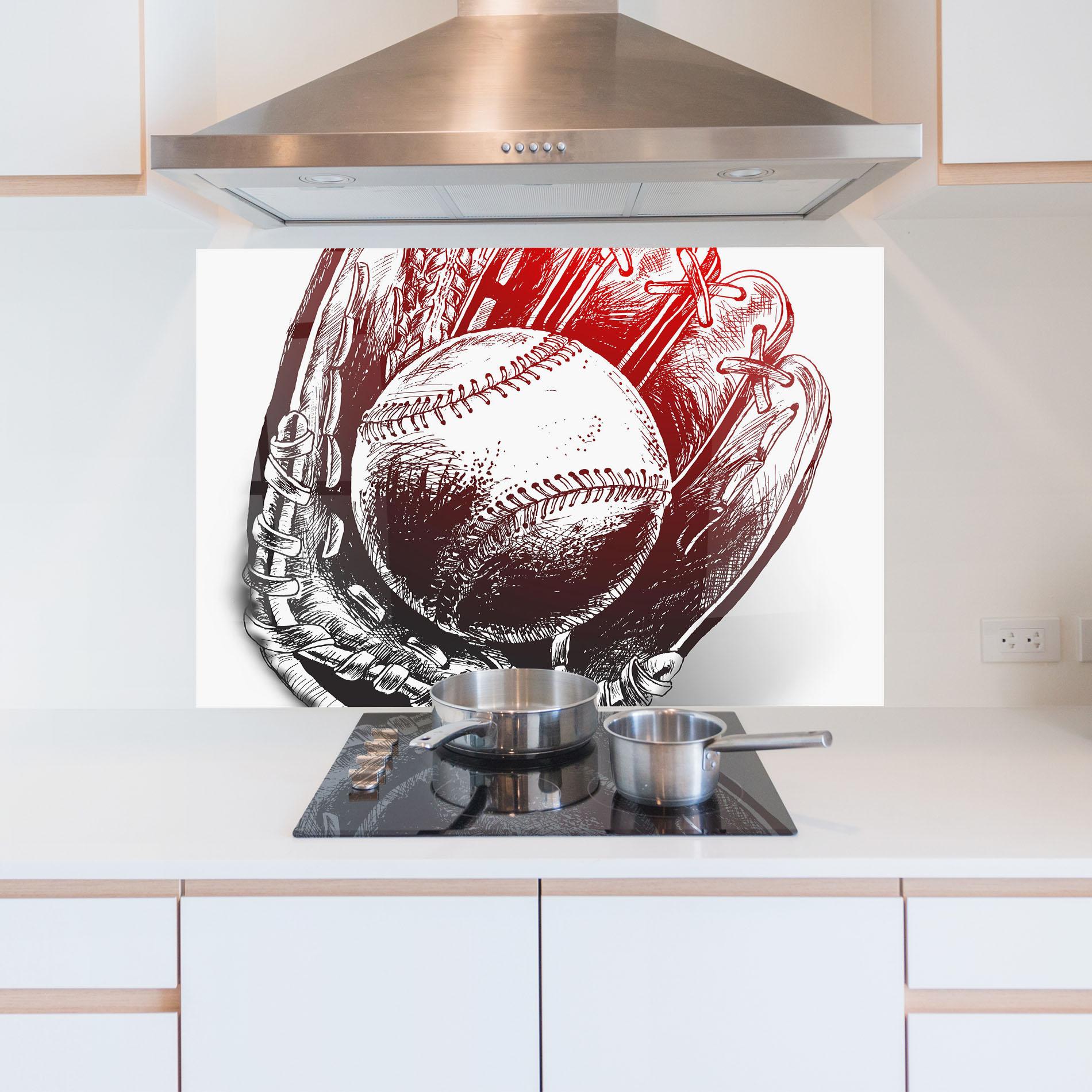 Panou Sticla Bucatarie Baseball Glove Art mockup 5