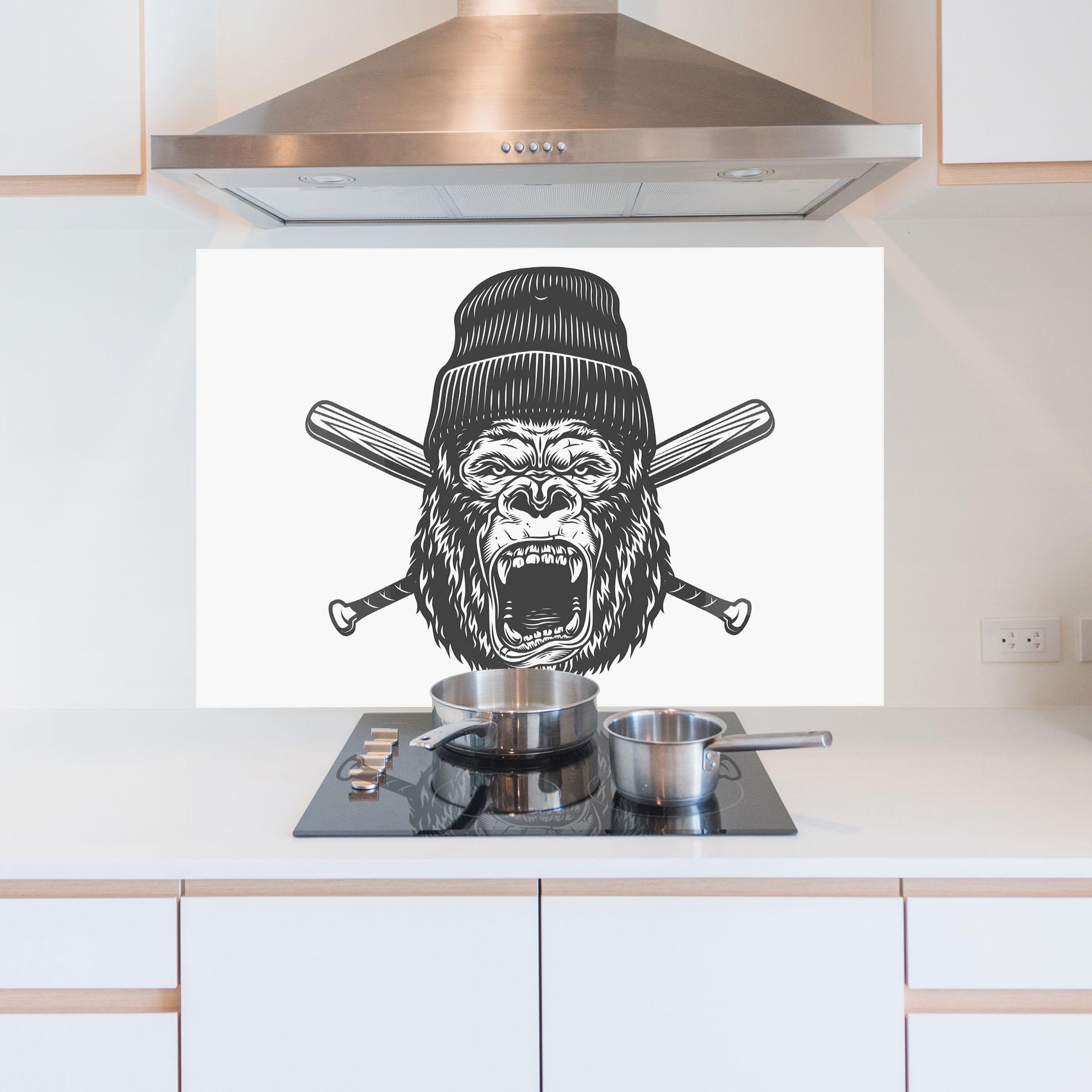 Panou Sticla Bucatarie Baseball Gorilla mockup 5