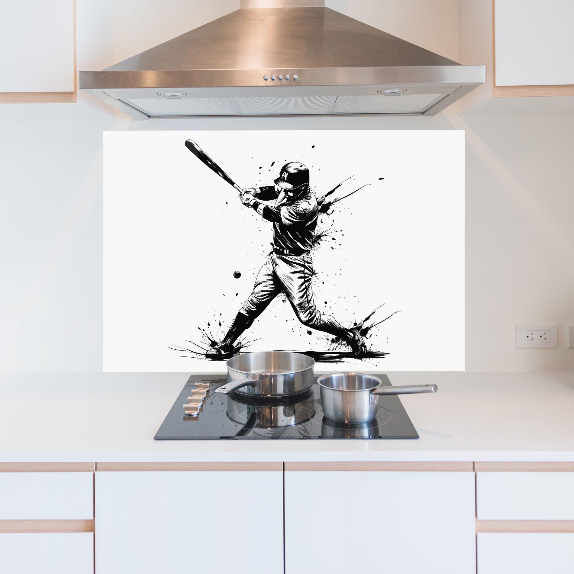 Panou Sticla Bucatarie Baseball Splash mockup 5