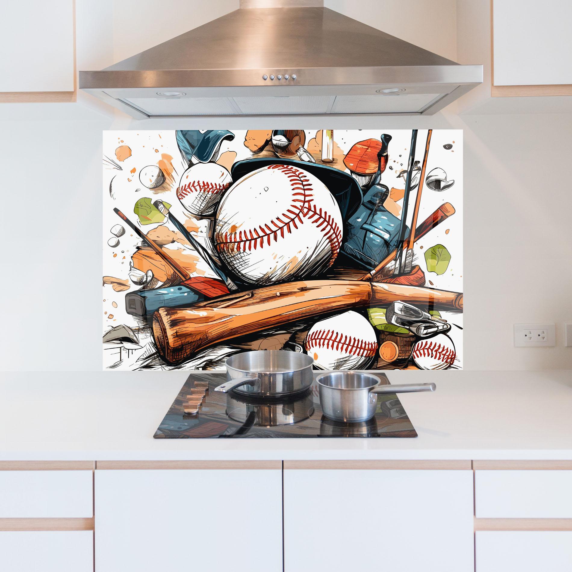 Panou Sticla Bucatarie Baseball Trash mockup 5