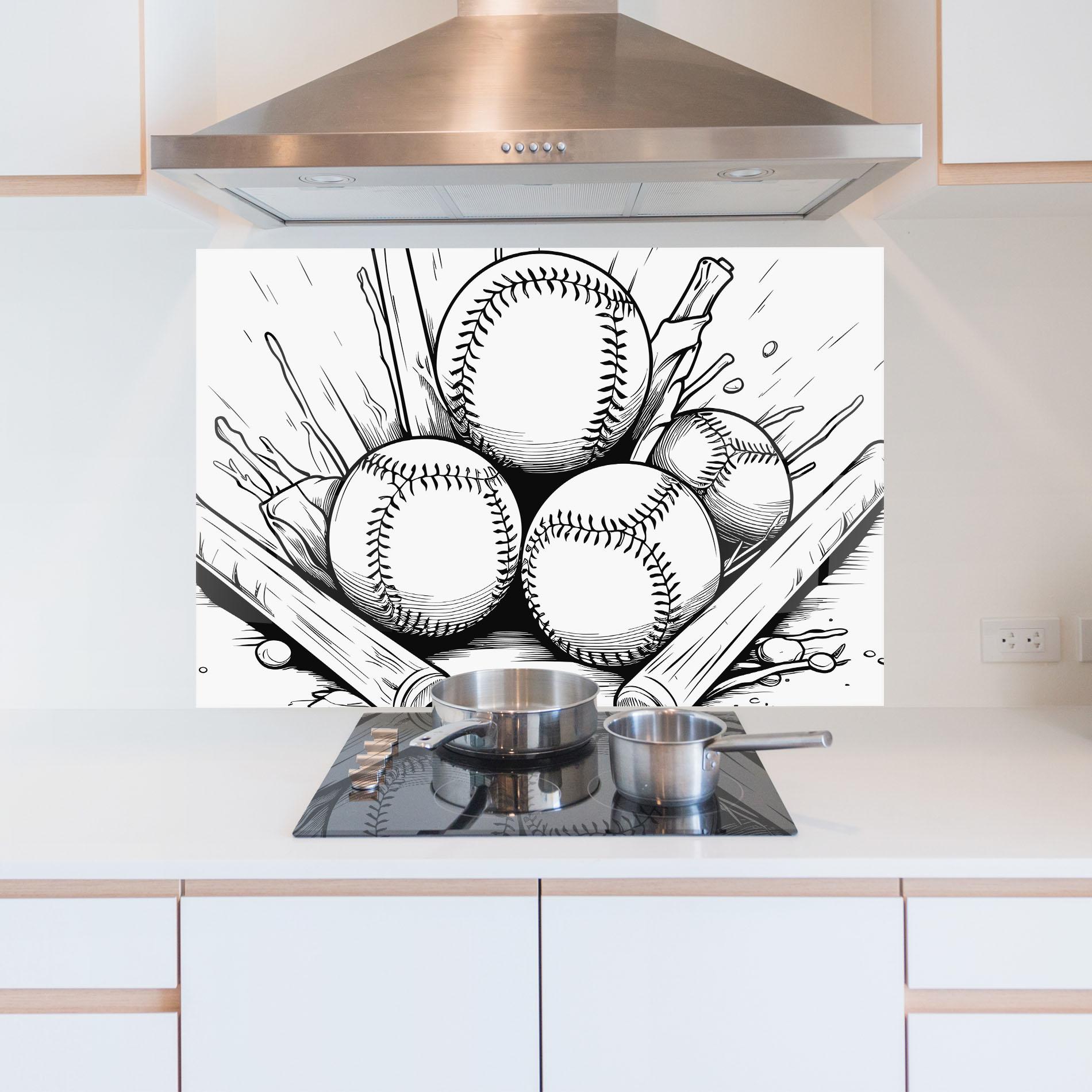 Panou Sticla Bucatarie Big Baseball Ball mockup 5