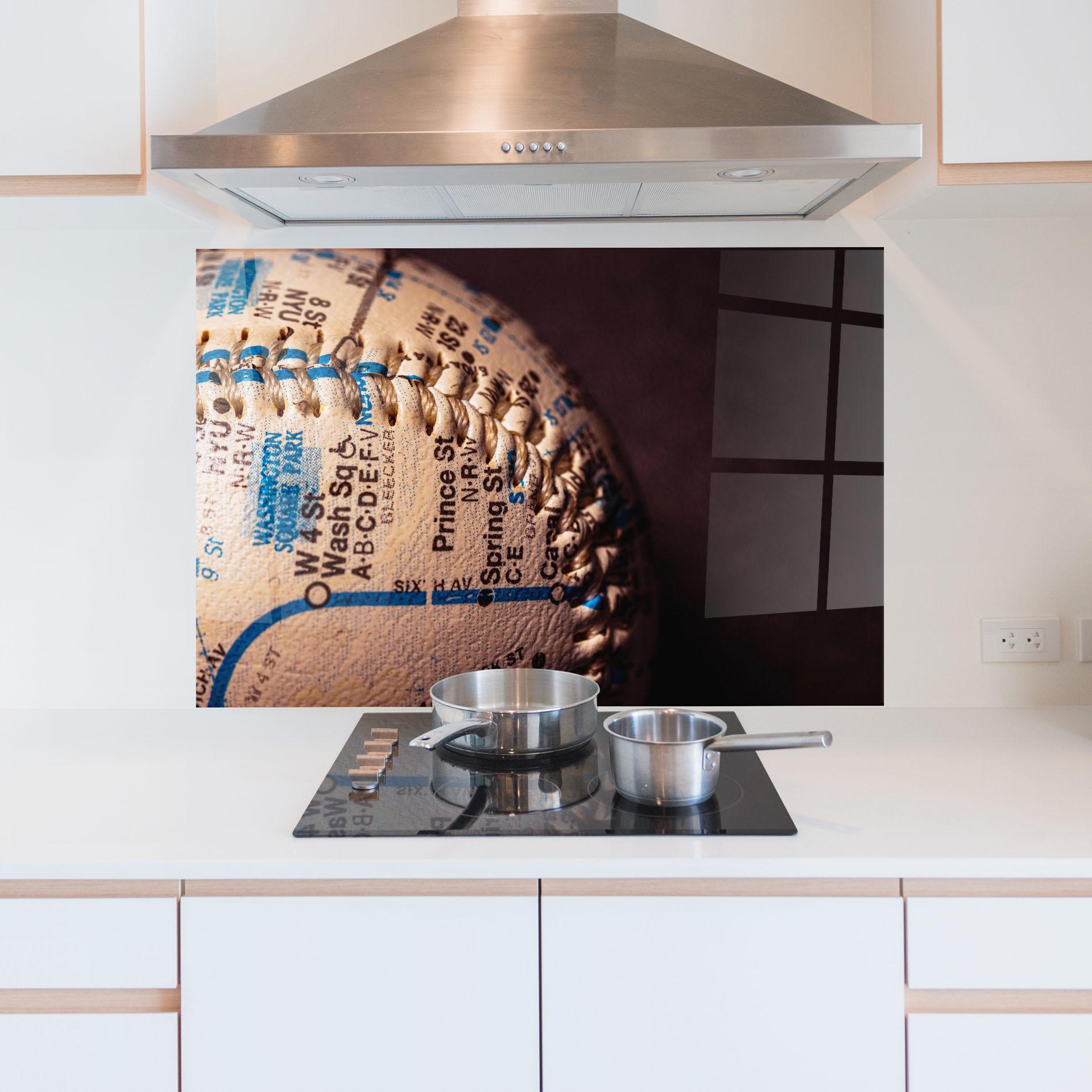 Panou Sticla Bucatarie Blue Text Baseball Ball mockup 5