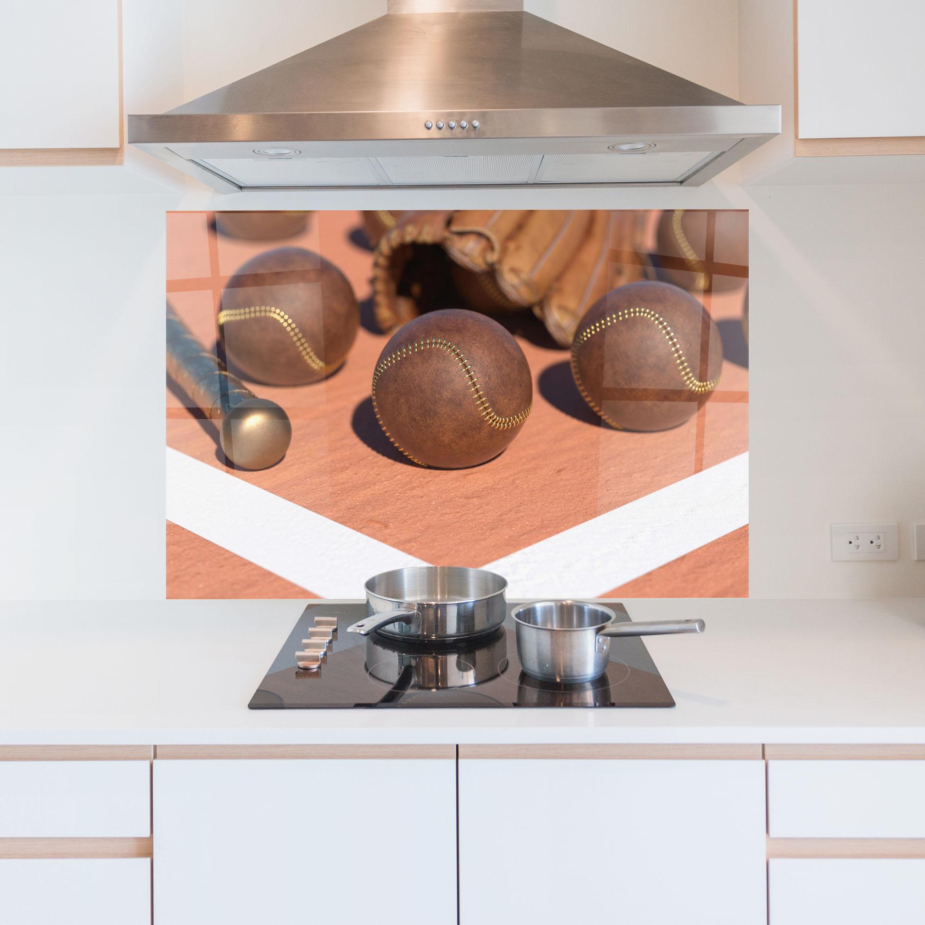 Panou Sticla Bucatarie Brown Baseball Ball mockup 5