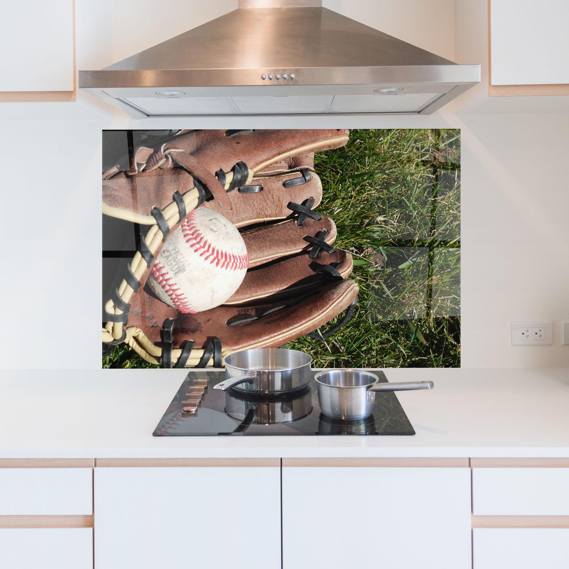 Panou Sticla Bucatarie Brown Baseball Glove mockup 5