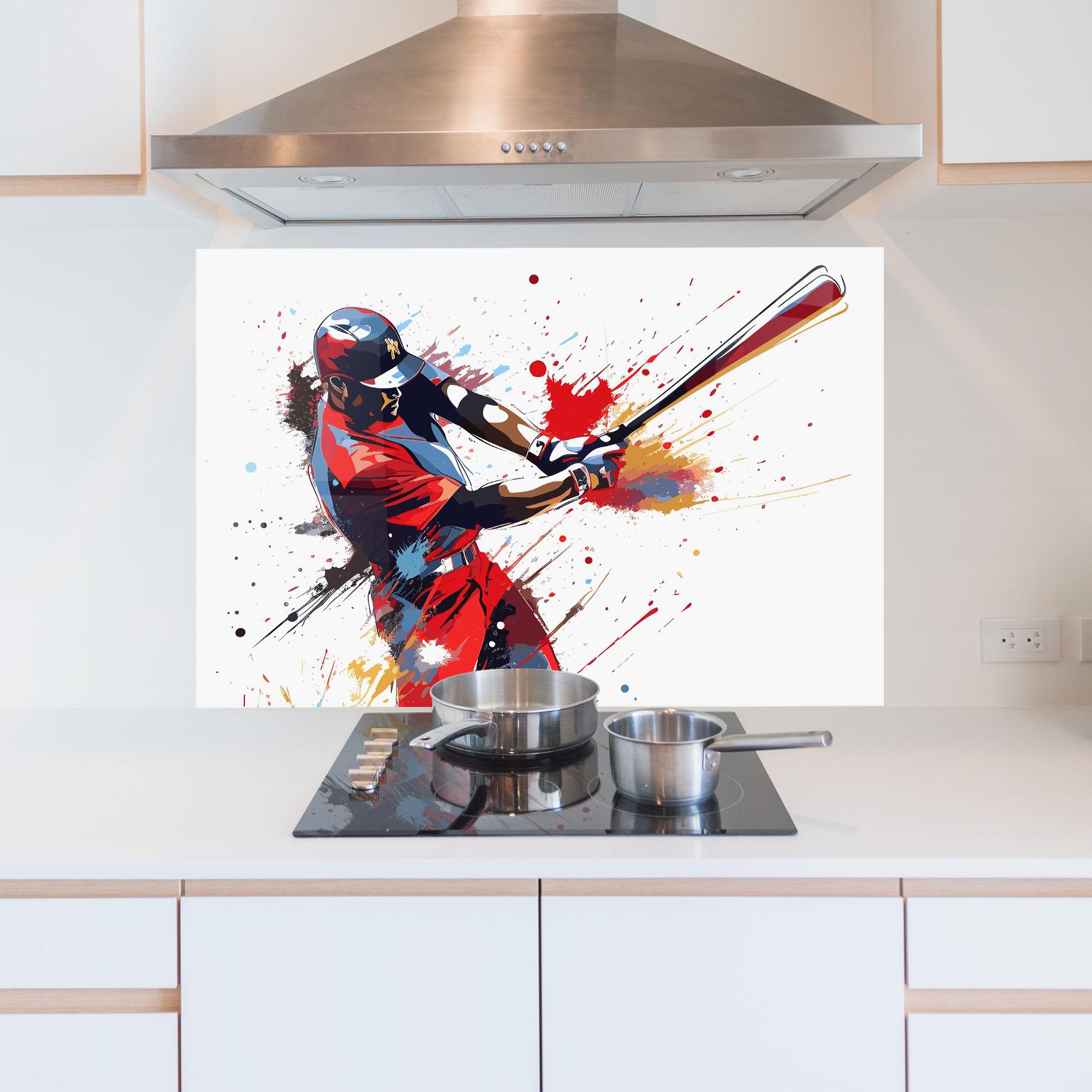 Panou Sticla Bucatarie Colorful Baseball mockup 5