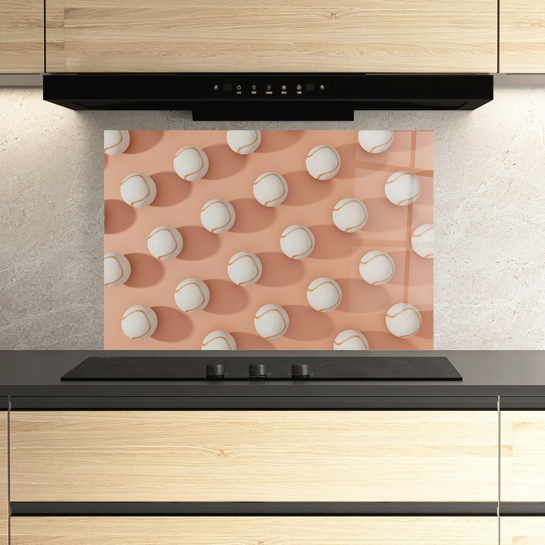 Panou Sticla Bucatarie Baseball Ball Pattern mockup 3