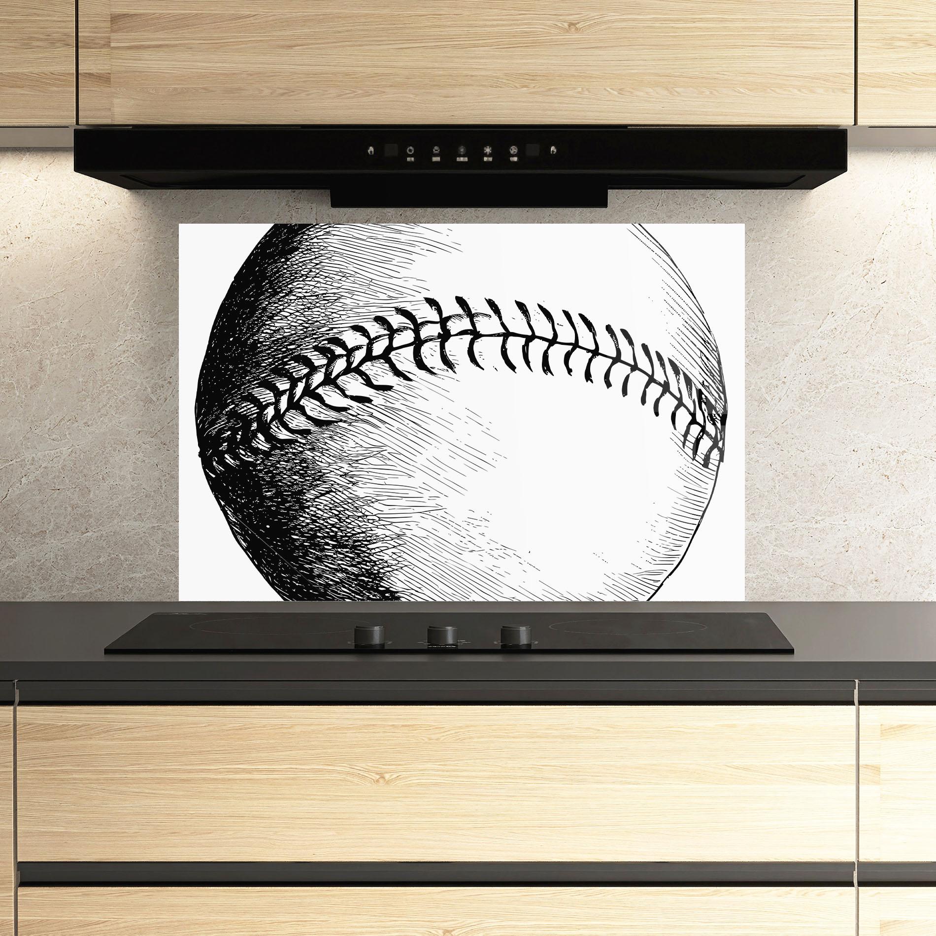 Panou Sticla Bucatarie Baseball Black Line mockup 3