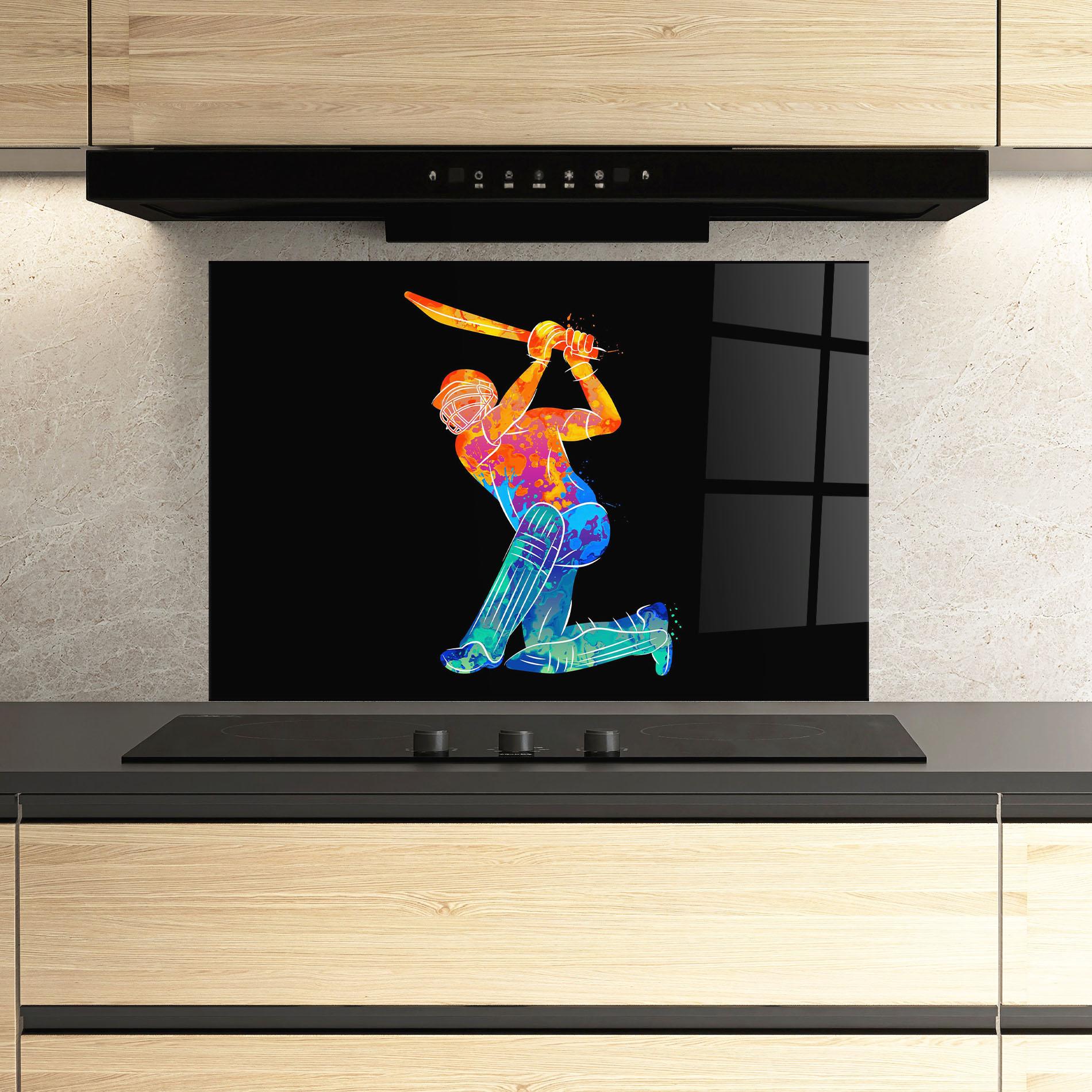 Panou Sticla Bucatarie Baseball Color Art mockup 3