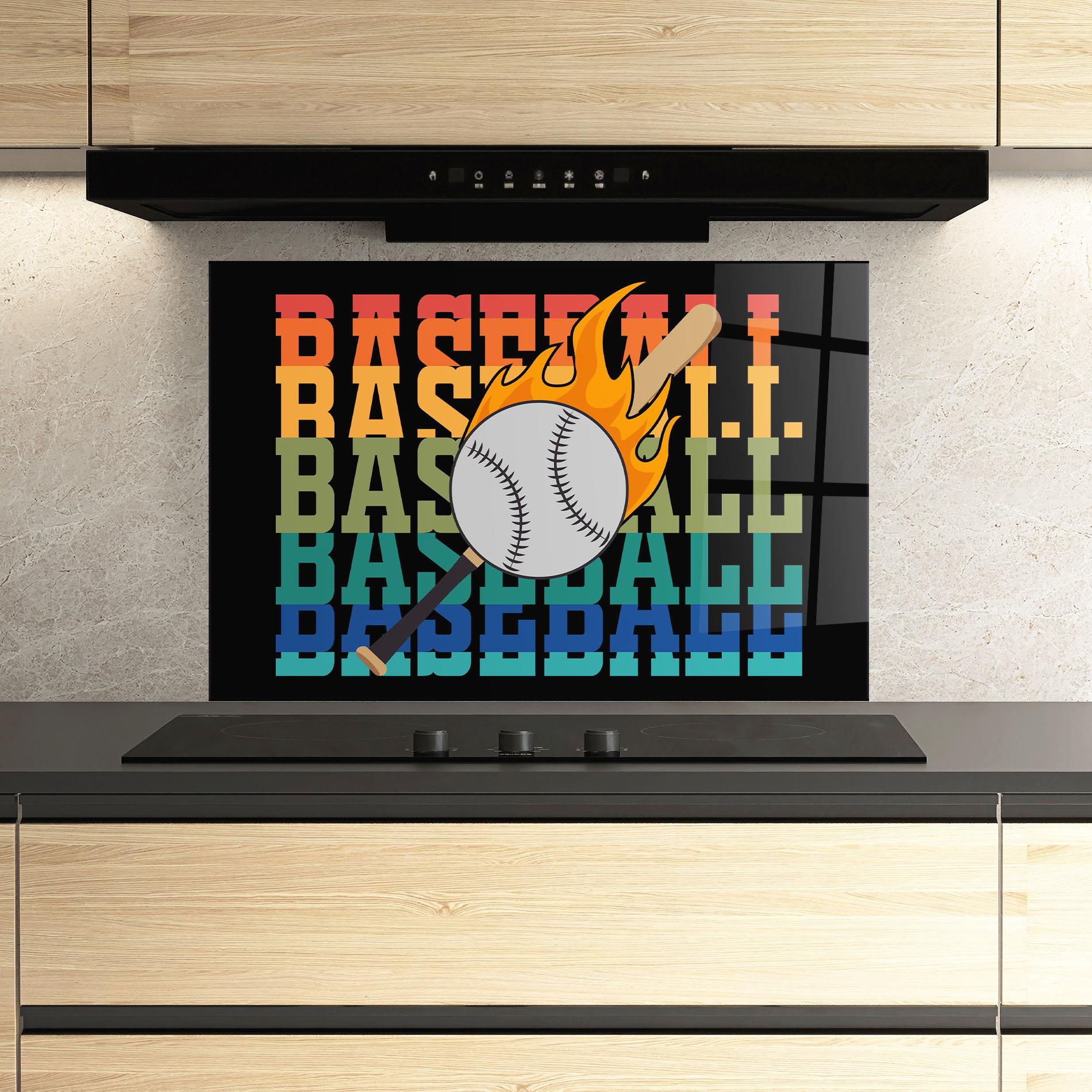 Panou Sticla Bucatarie Baseball Color mockup 3