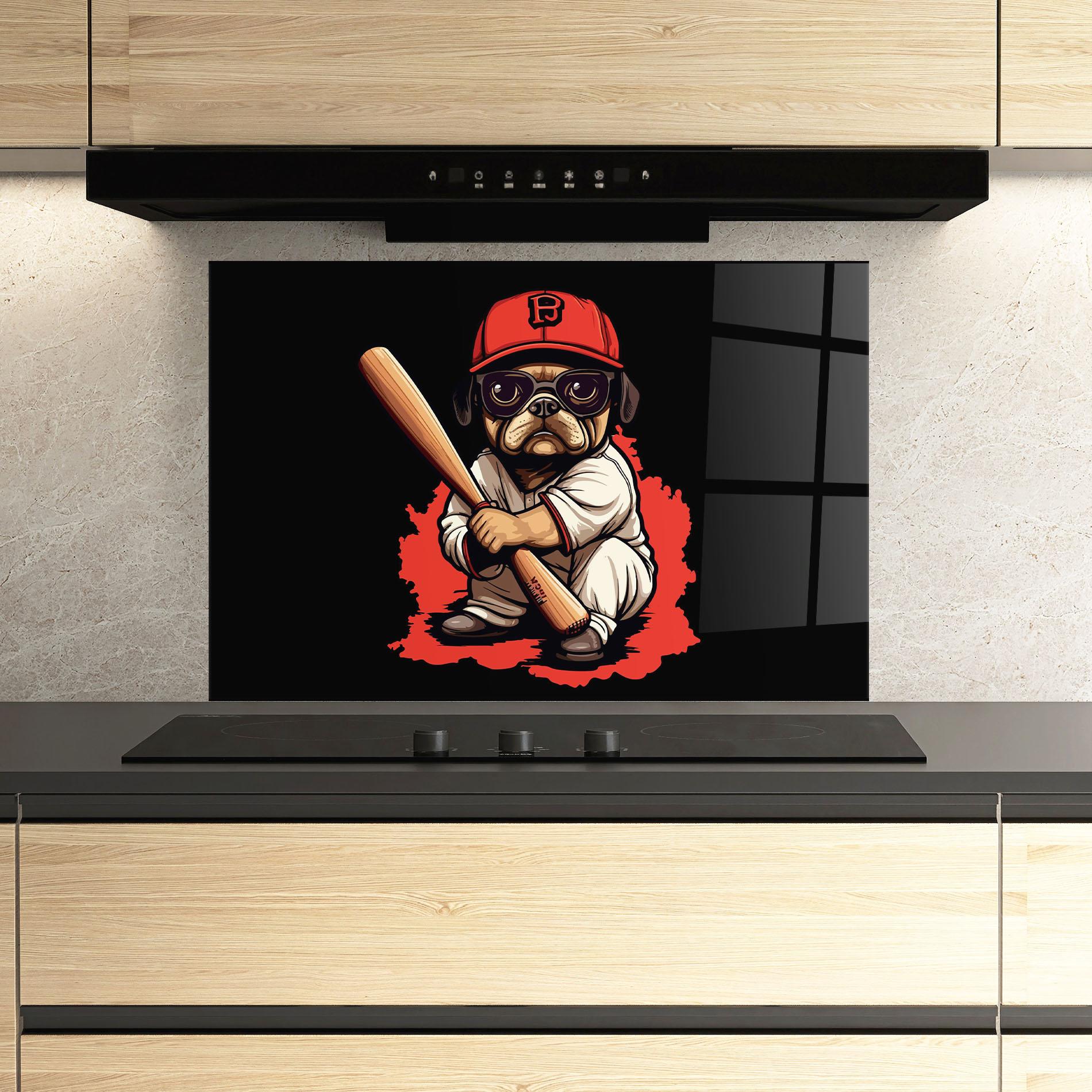 Panou Sticla Bucatarie Baseball Dog mockup 3