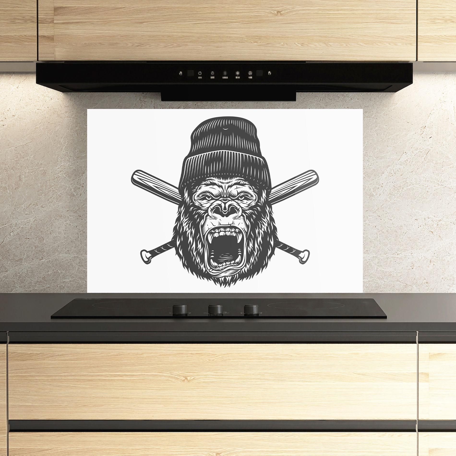 Panou Sticla Bucatarie Baseball Gorilla mockup 3