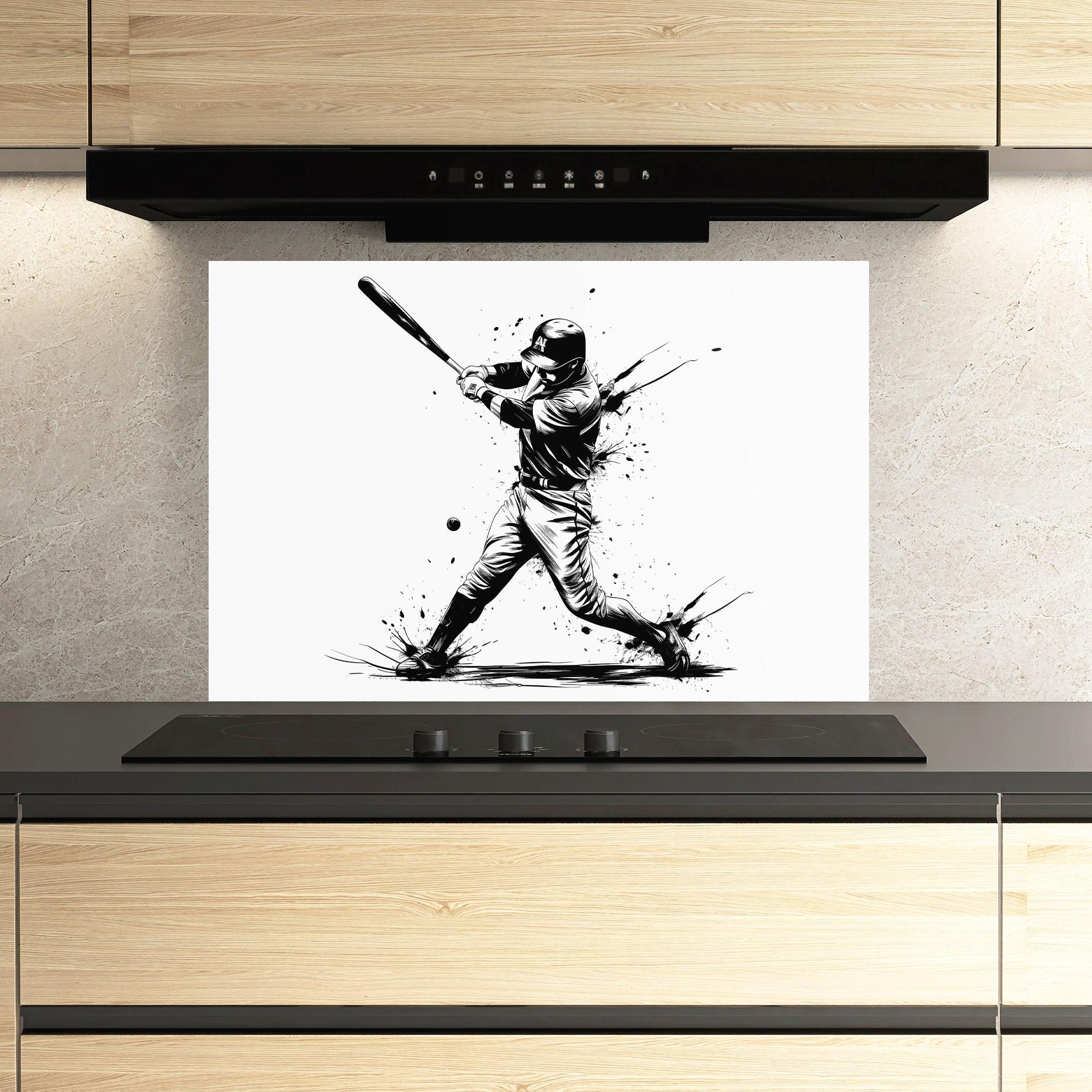 Panou Sticla Bucatarie Baseball Splash mockup 3