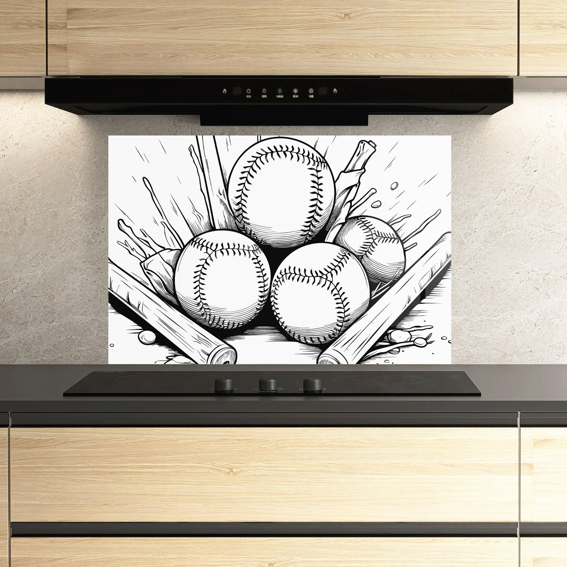 Panou Sticla Bucatarie Big Baseball Ball mockup 3
