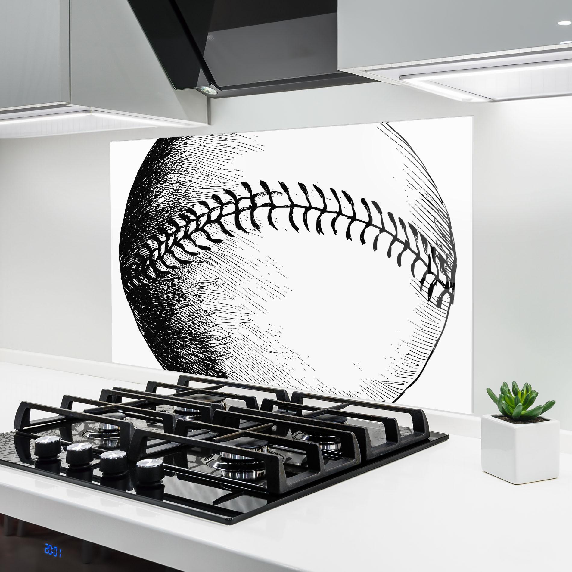 Panou Sticla Bucatarie Baseball Black Line mockup 6