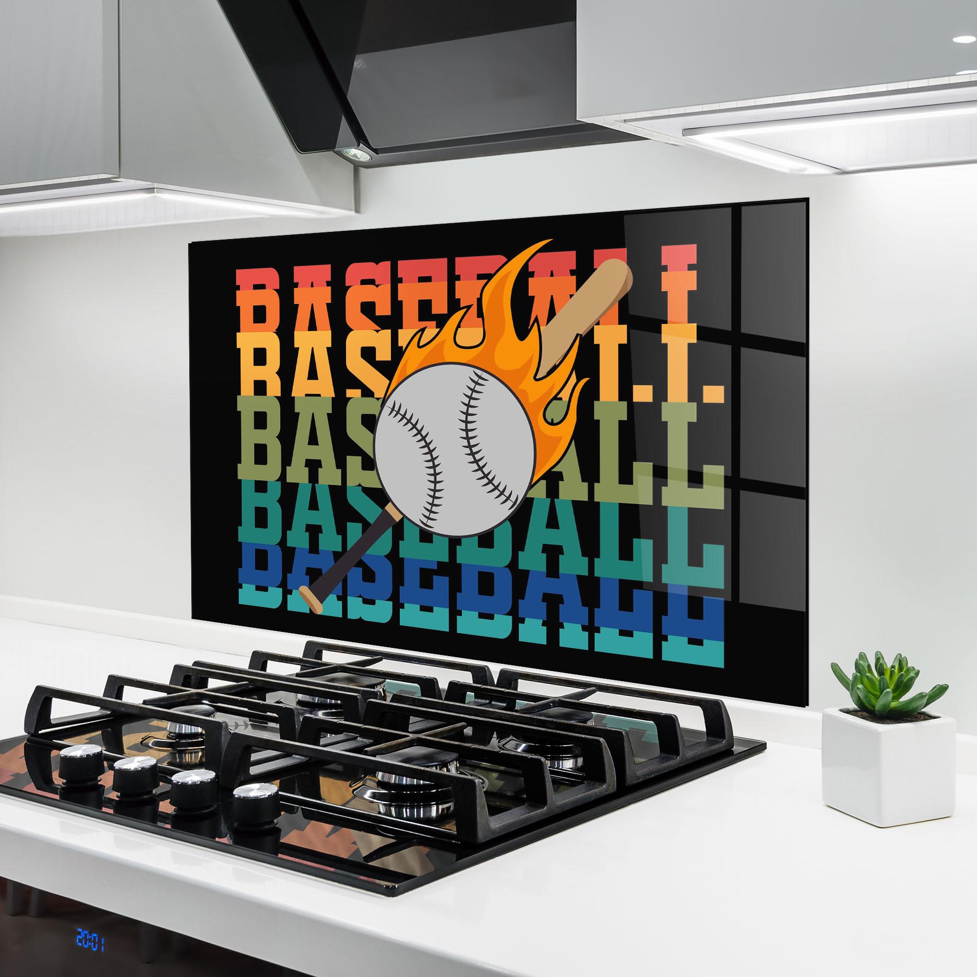 Panou Sticla Bucatarie Baseball Color mockup 6